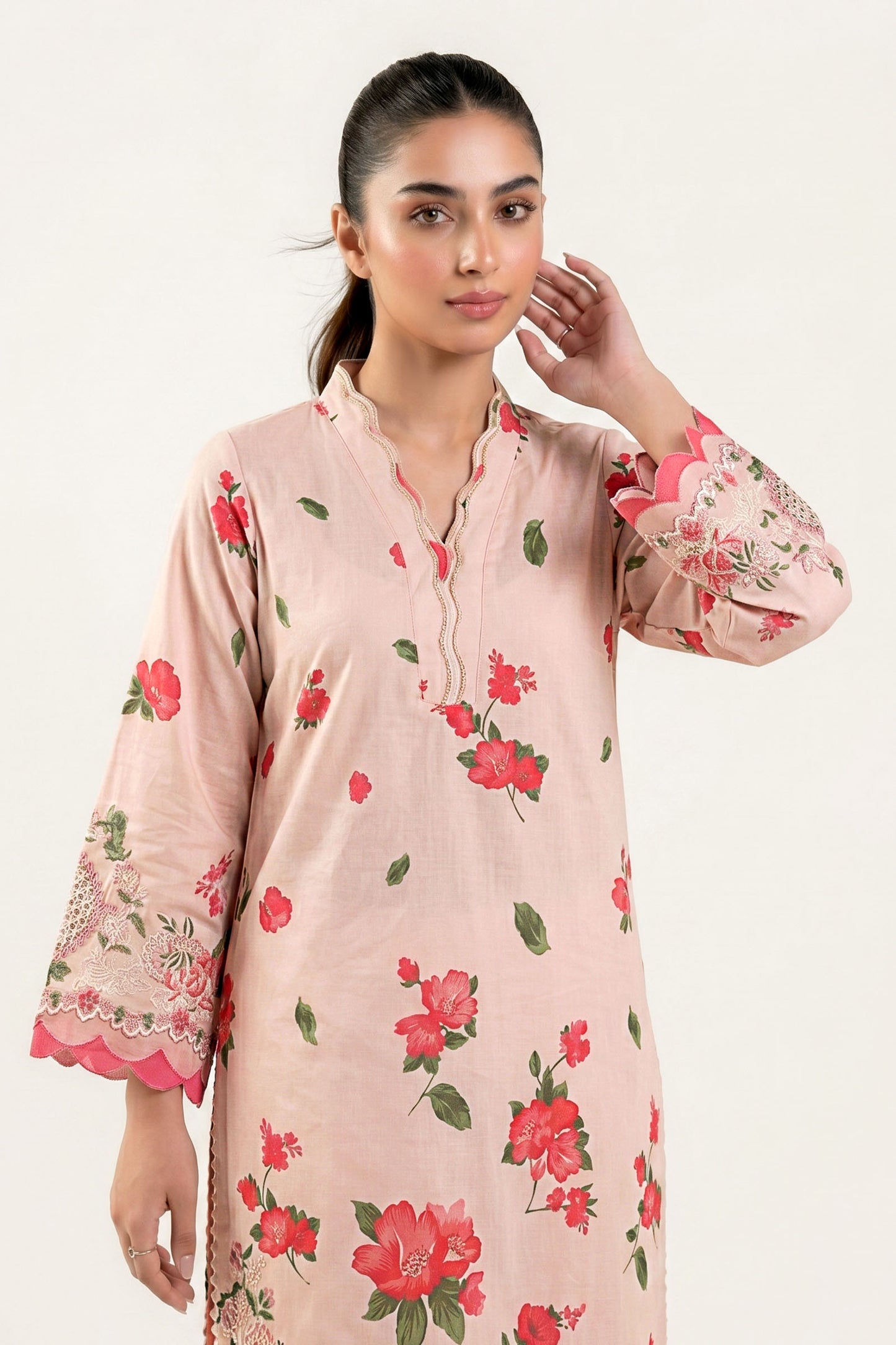 2 Pc Embroidered Cambric Suit