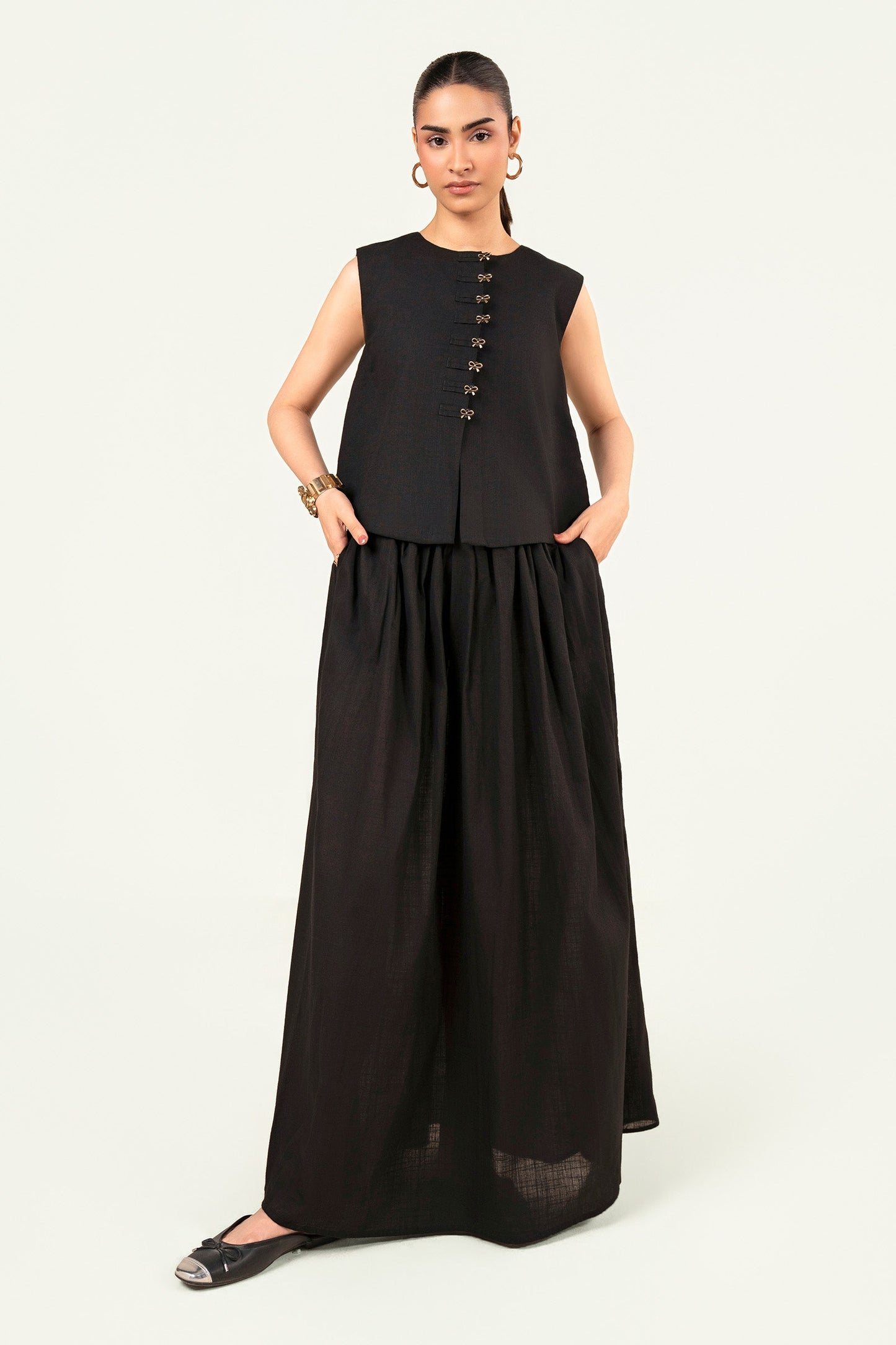 Dyed Crosshatch Linen Skirt Set