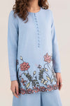 2 Pc Embroidered Crosshatch Linen Suit