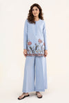 2 Pc Embroidered Crosshatch Linen Suit