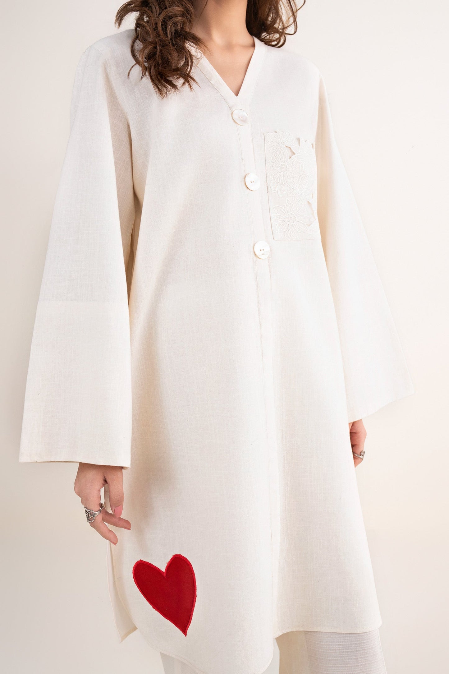 2 Pc Embroidered Crosshatch Linen Suit