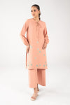 2 Pc Embroidered Crosshatch Linen Suit
