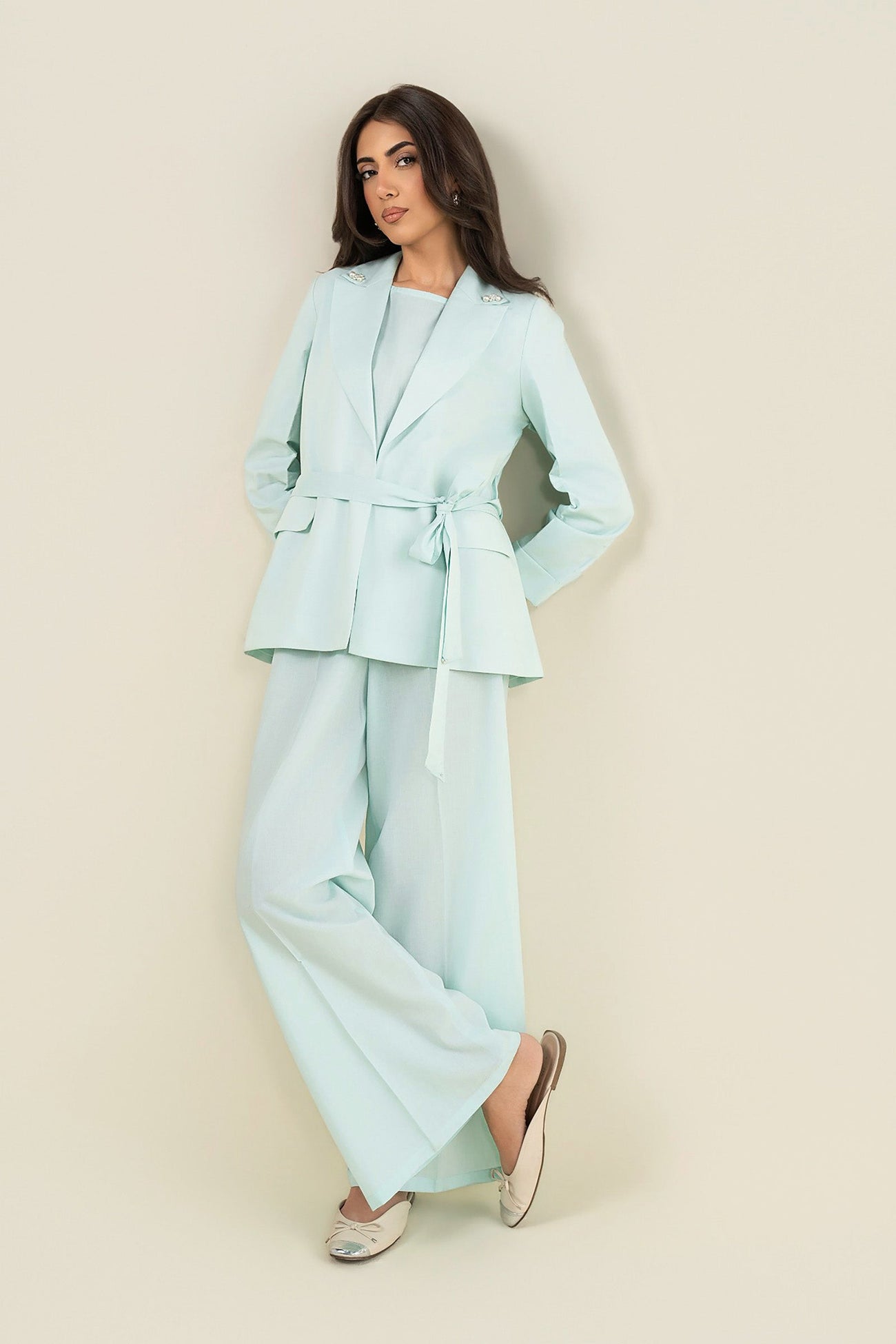 2 Pc Dyed Cotton Chambray Suit