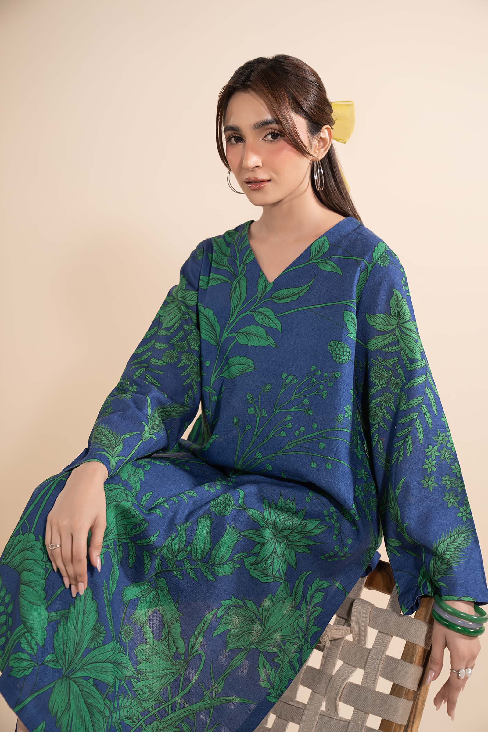 2 Pc Printed Slub Khaddar Suit