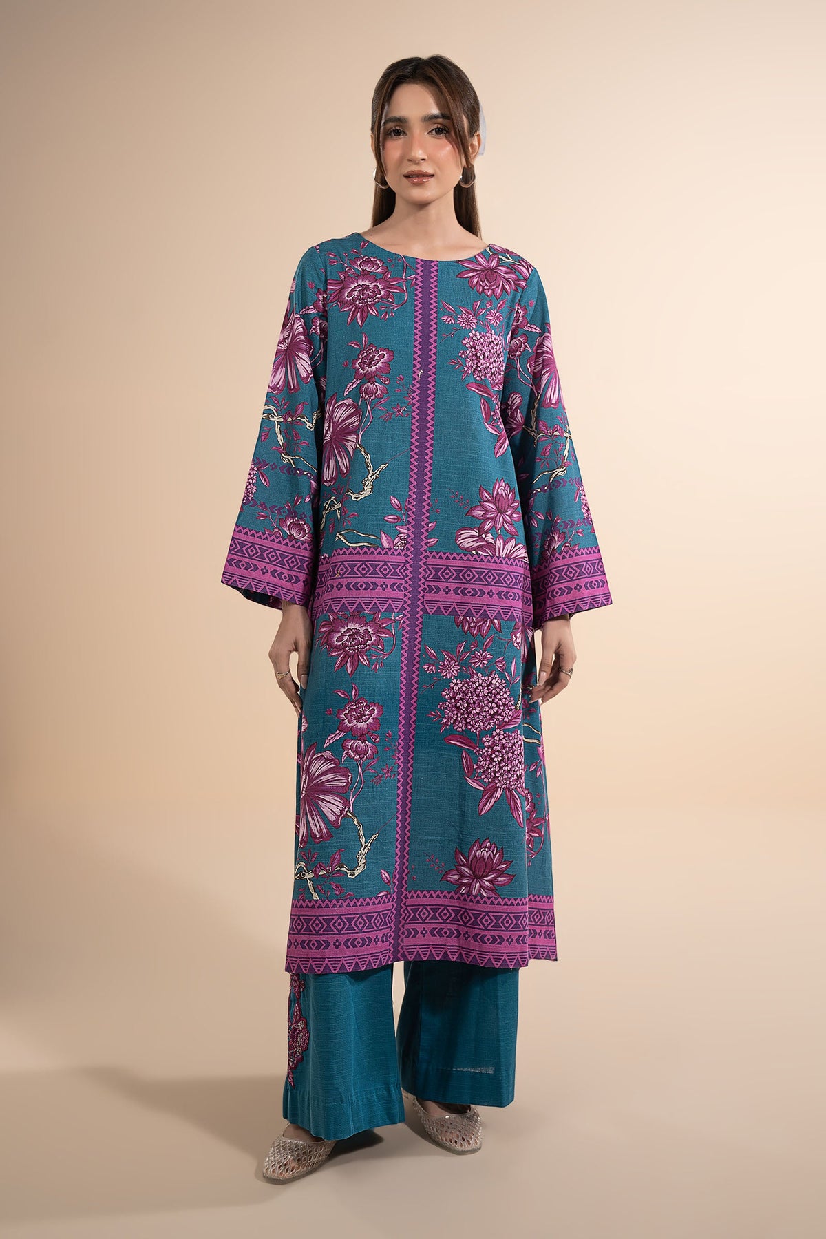 Embroidered Slub Khaddar Shirt