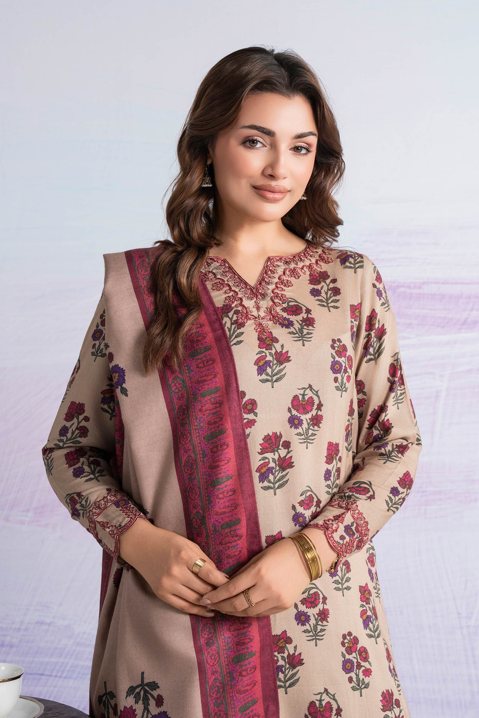 3 Pc Embroidered Marina Suit