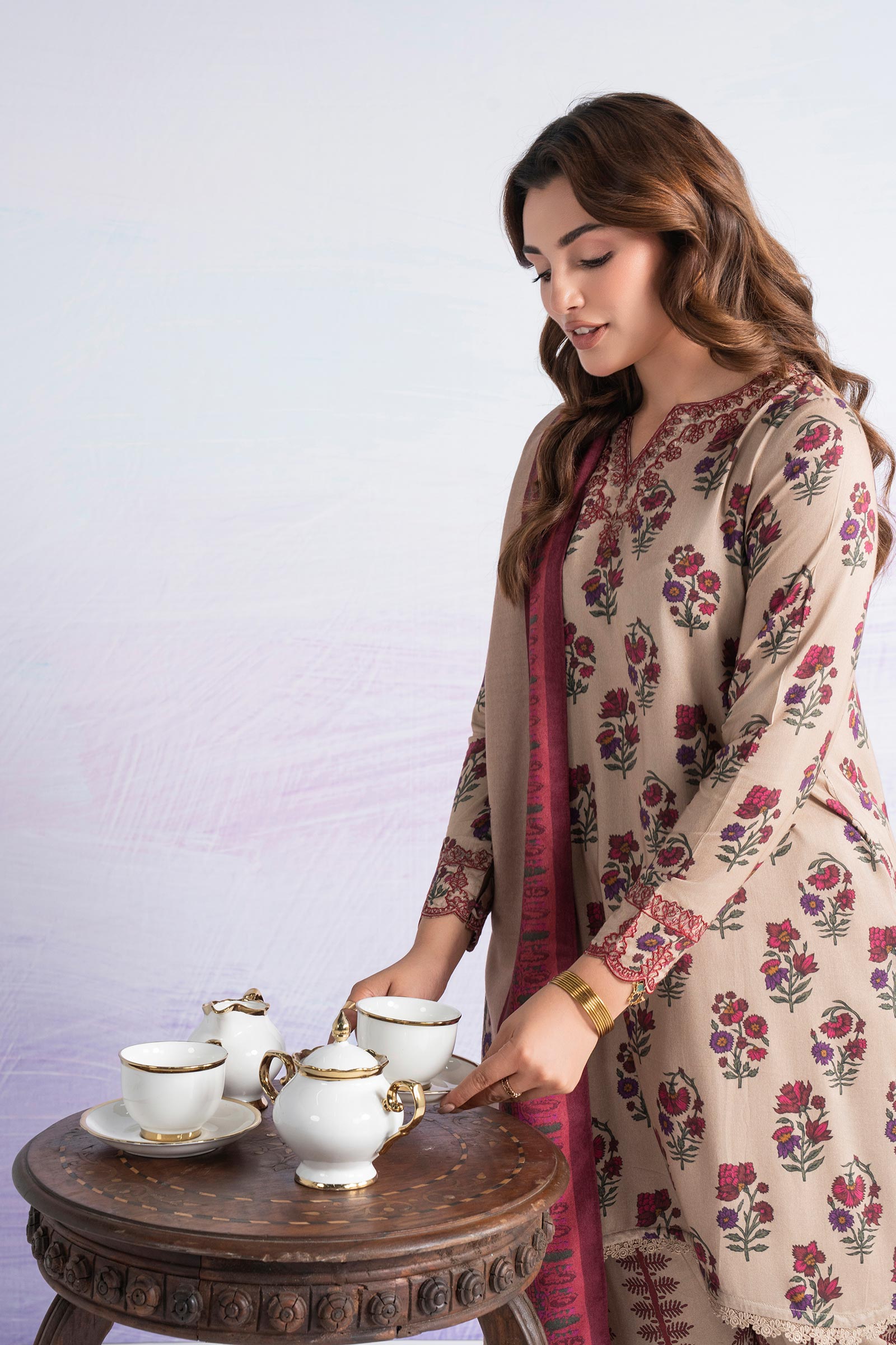 3 Pc Embroidered Marina Suit