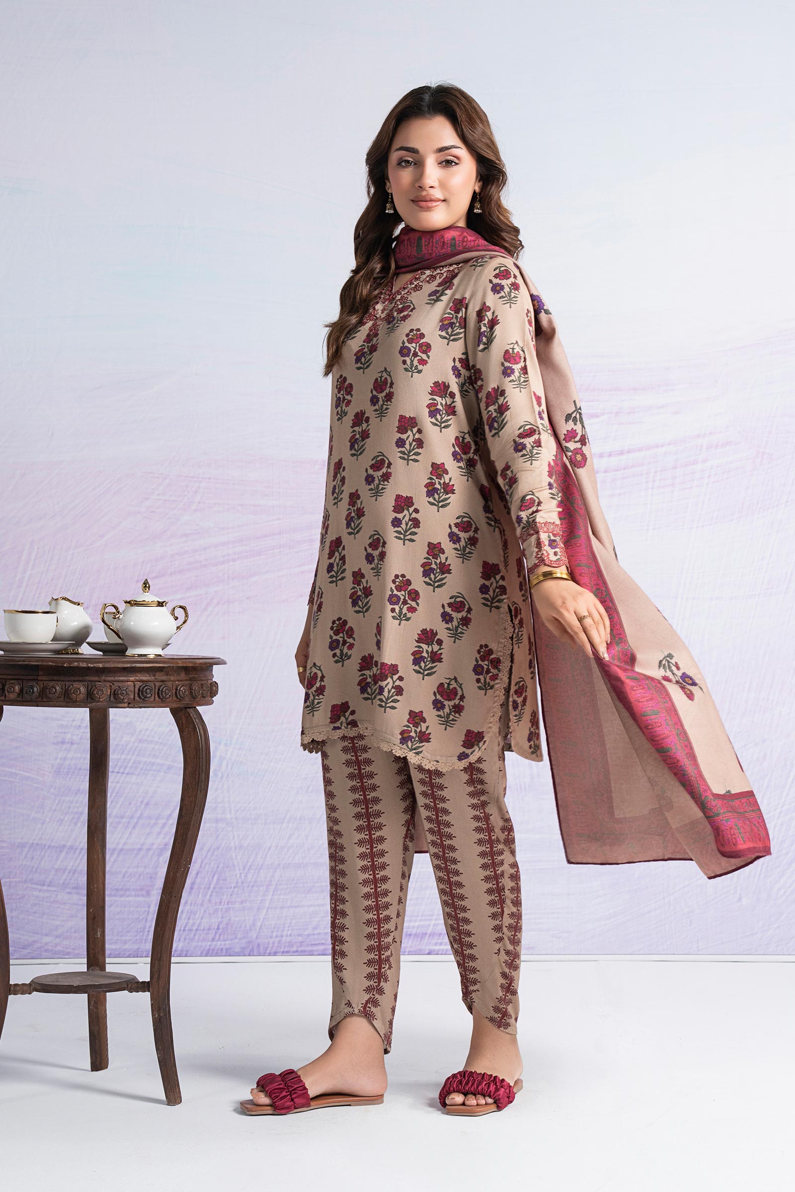 3 Pc Embroidered Marina Suit