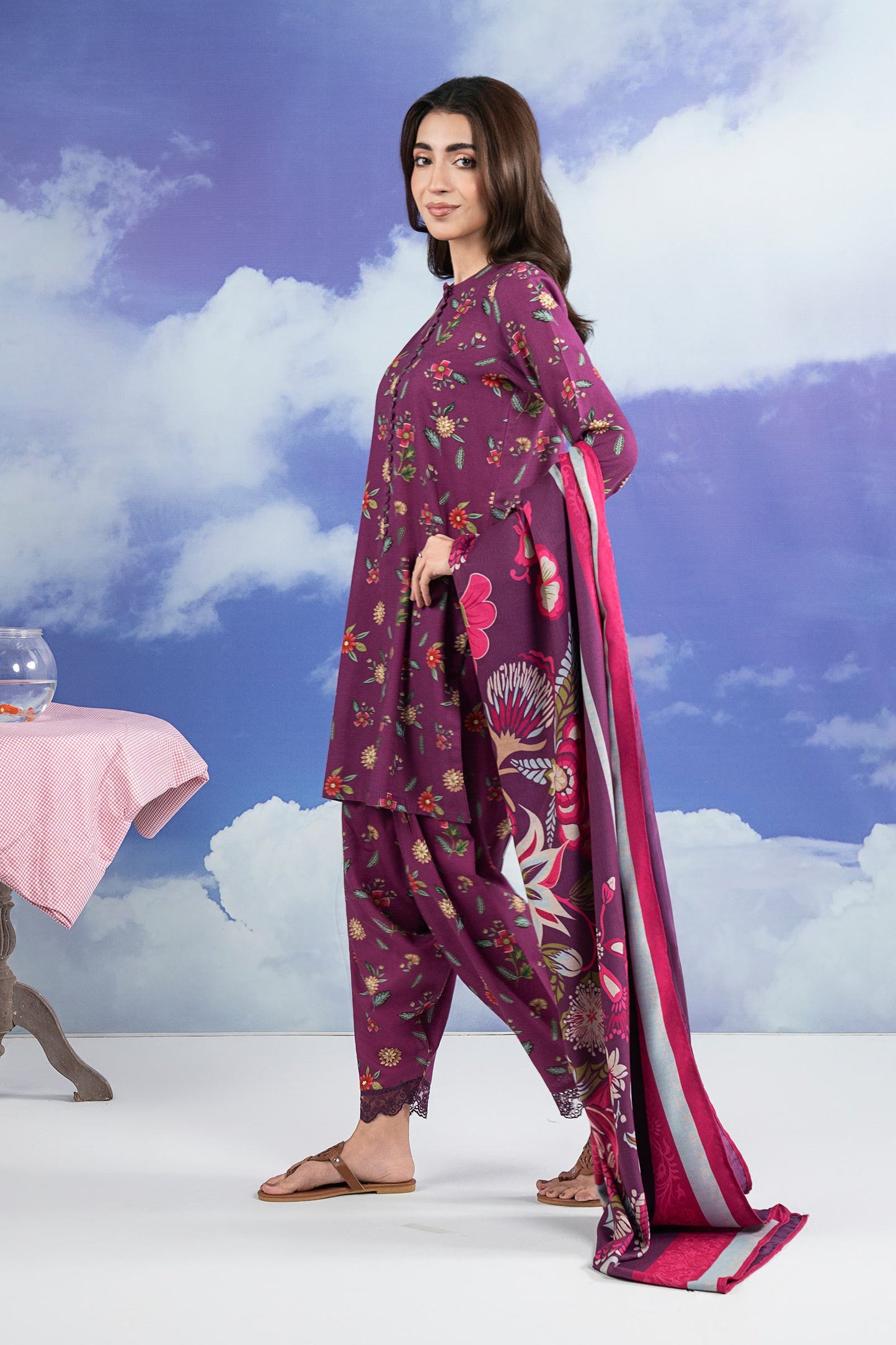 3 Pc Embroidered Khaddar Suit