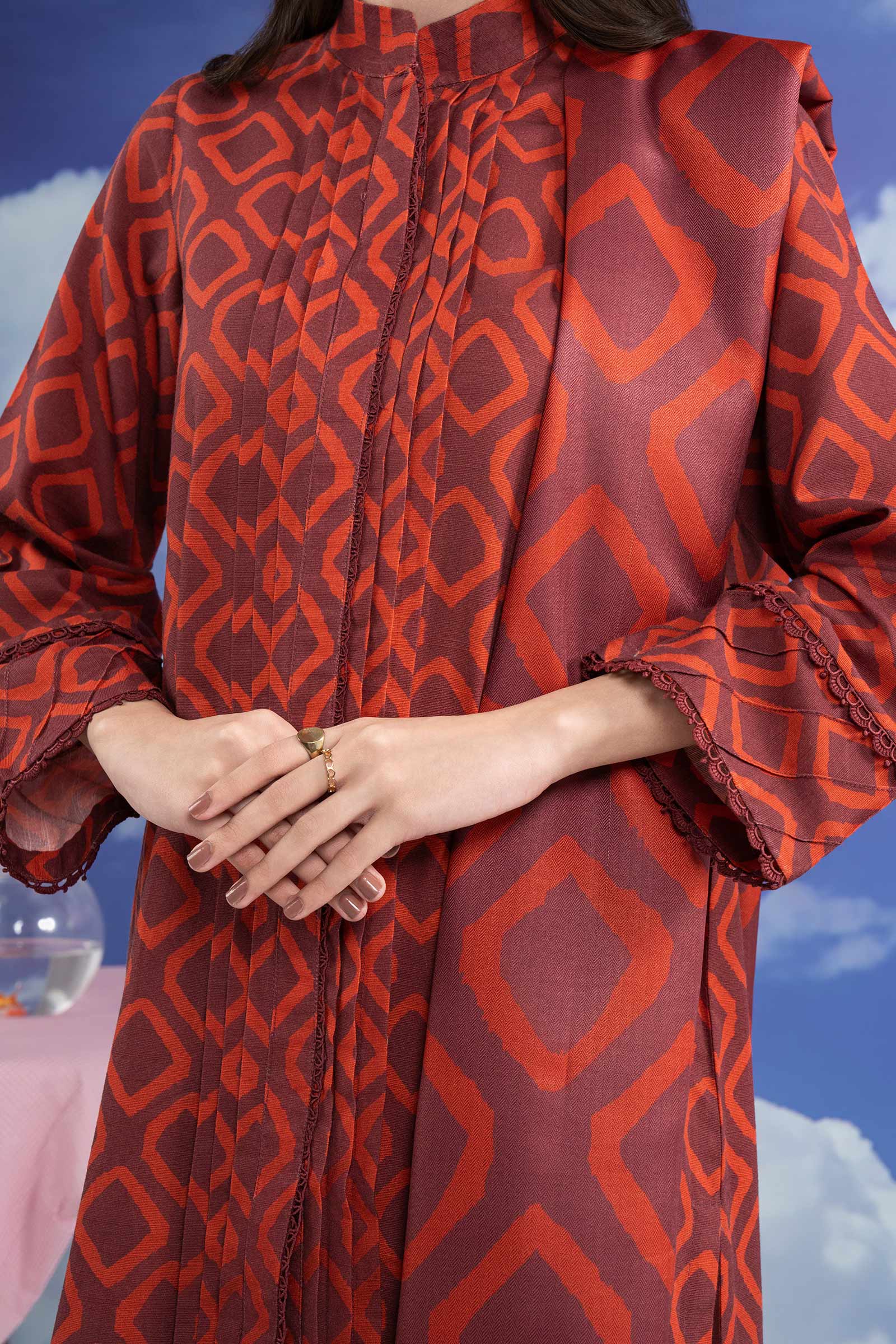 3 Pc Printed Khaddar Suit