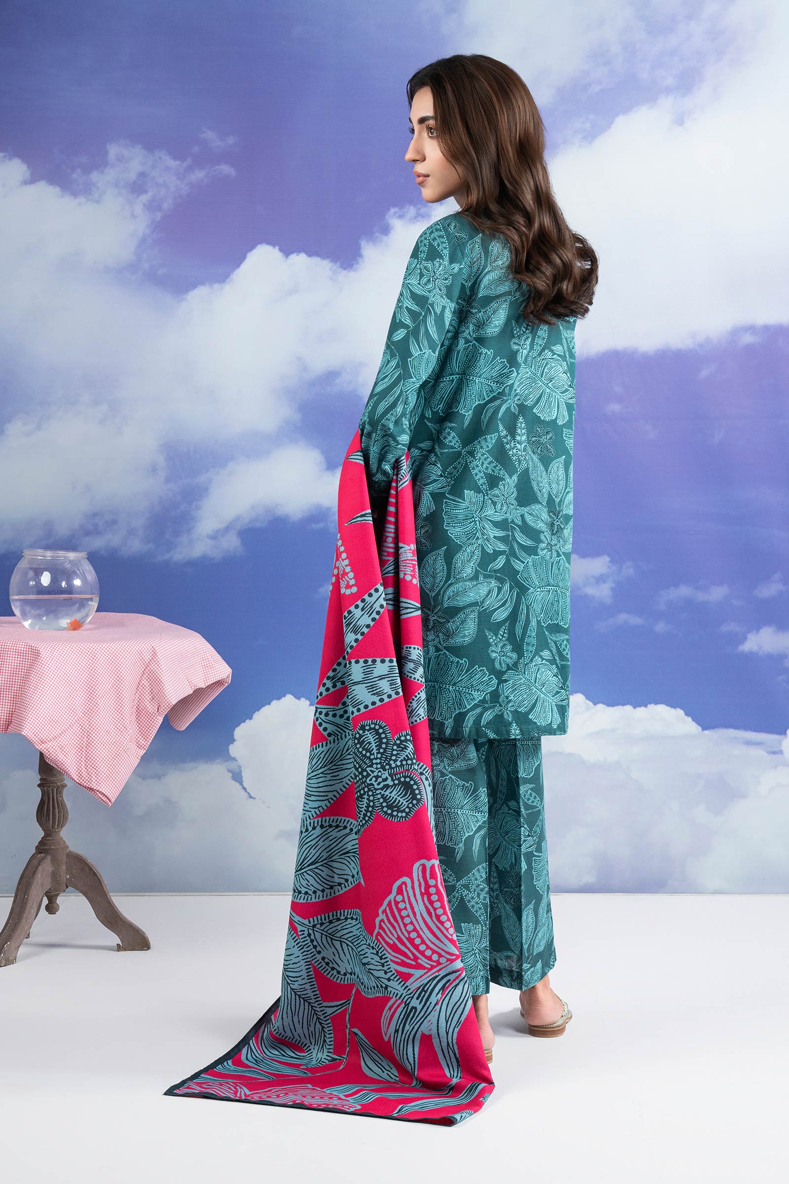 3 Pc Embroidered Khaddar Suit