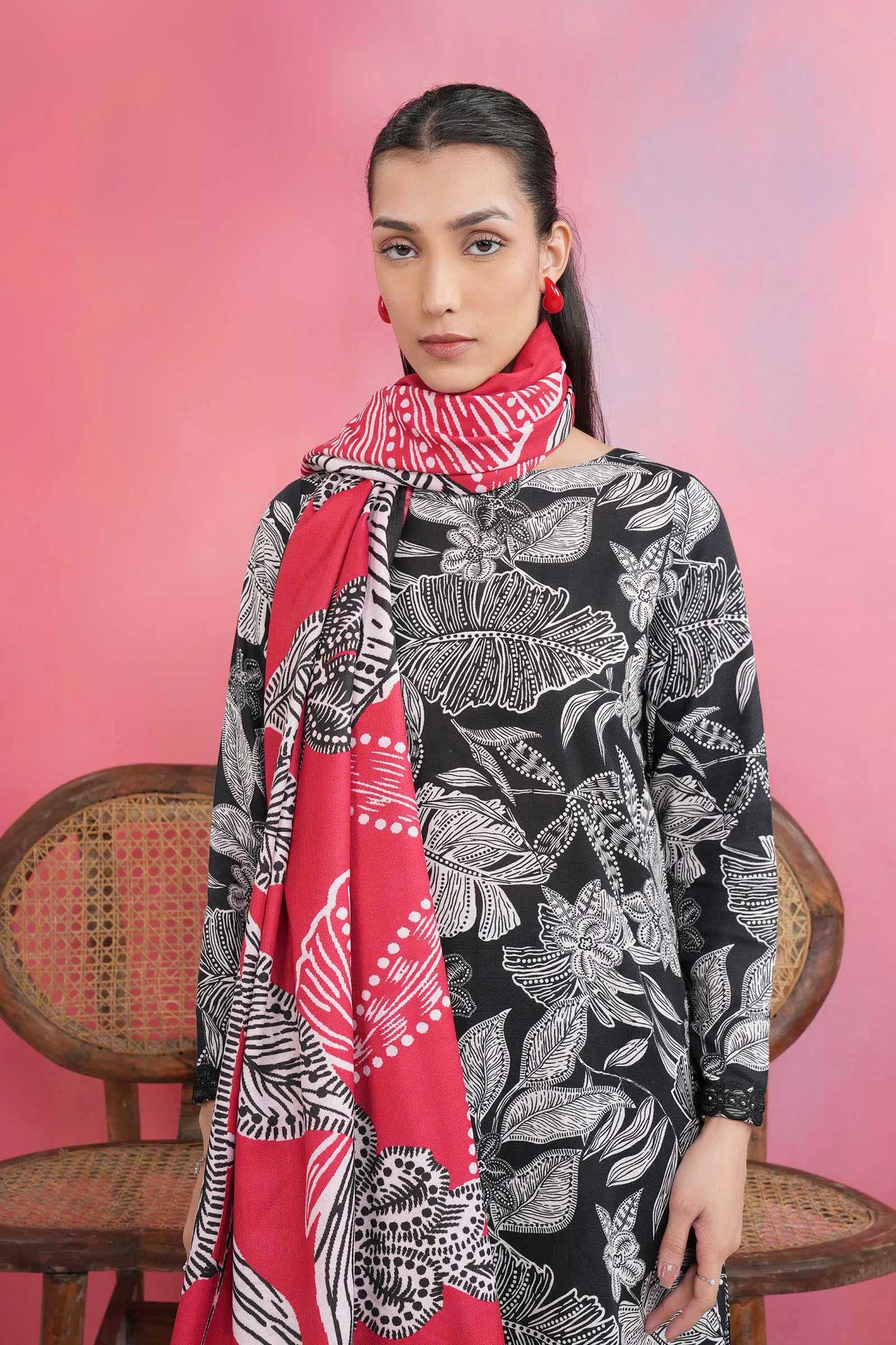 3 Pc Embroidered Khaddar Suit