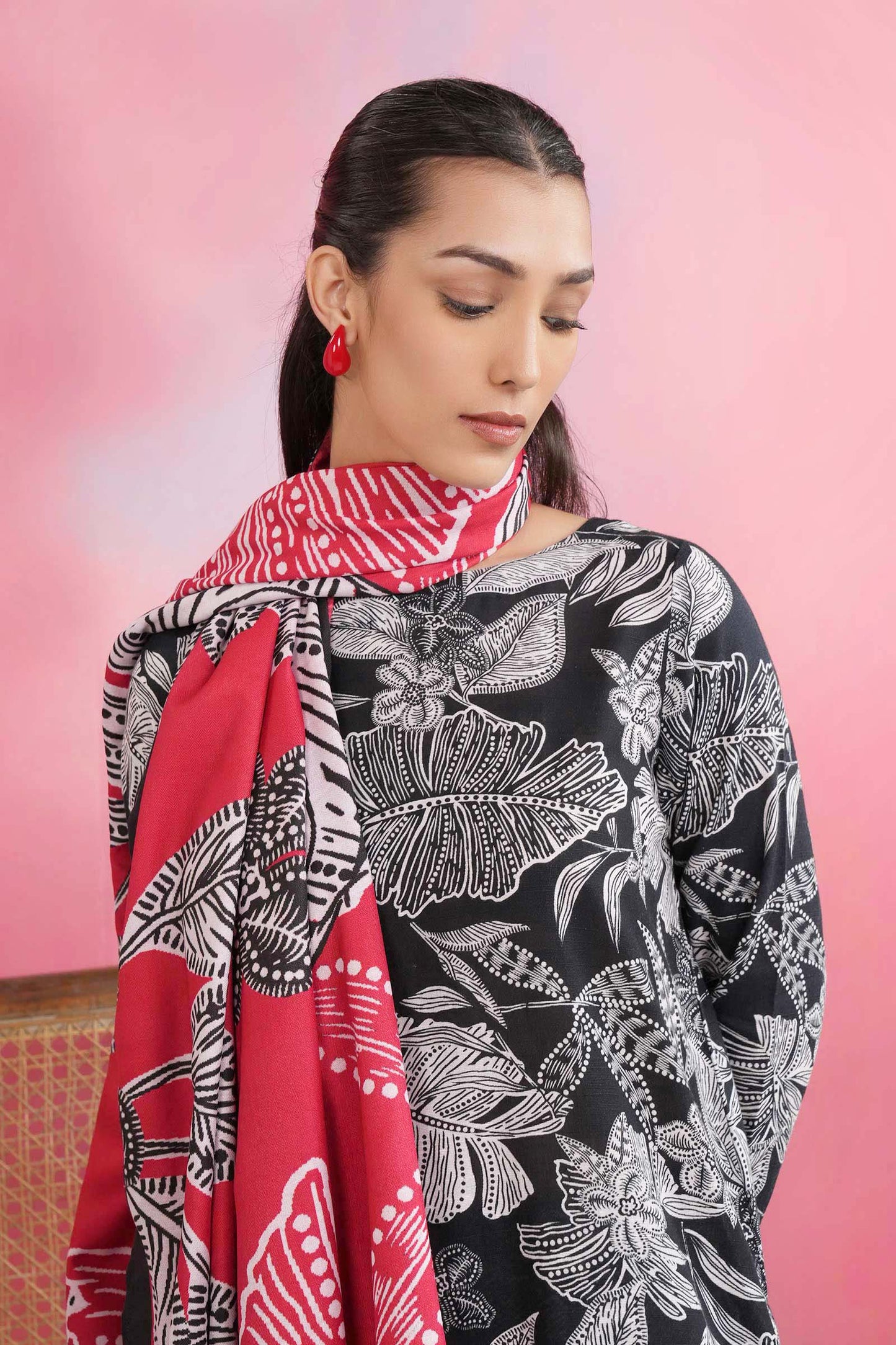 3 Pc Embroidered Khaddar Suit