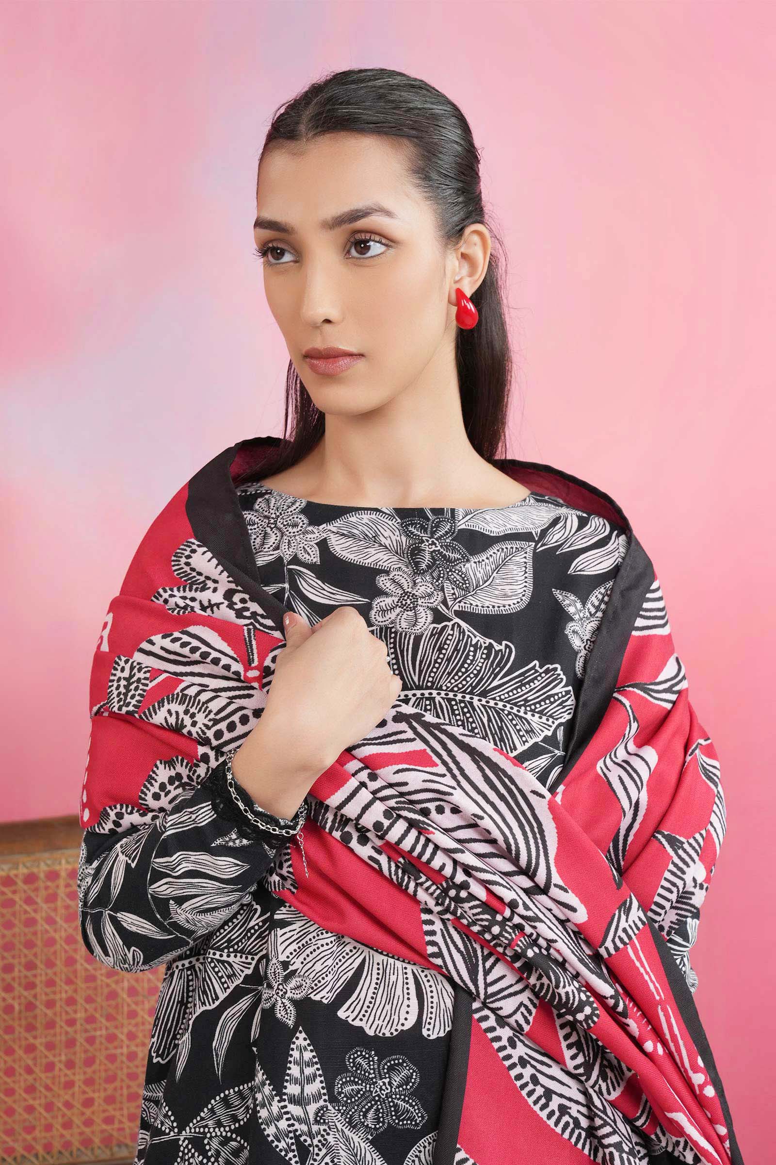 3 Pc Embroidered Khaddar Suit