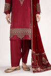 3 Pc Embroidered Raw Silk Suit