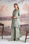 3 Pc Embroidered Raw Silk Suit