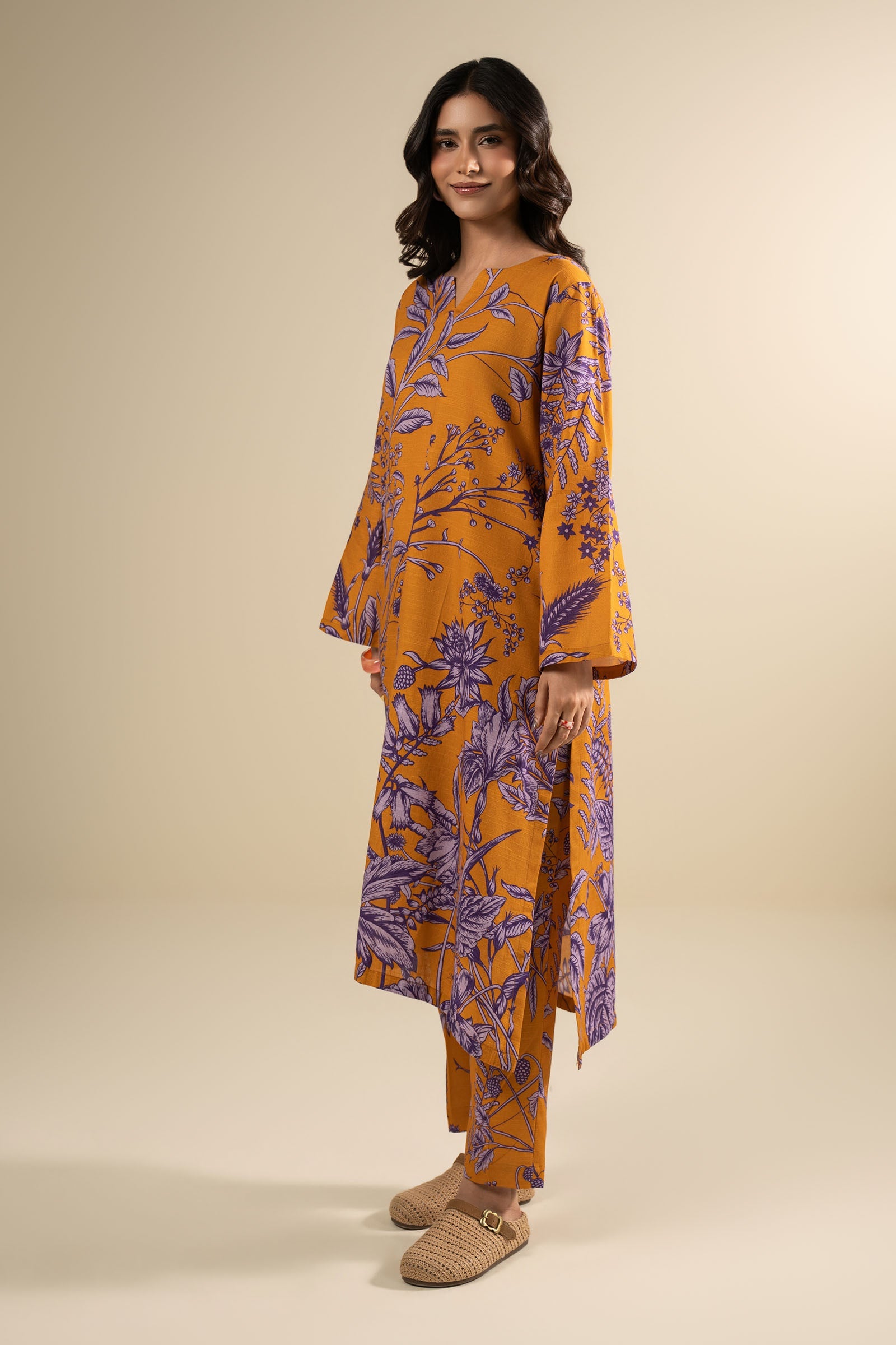 2 Pc Printed Slub Khaddar Suit