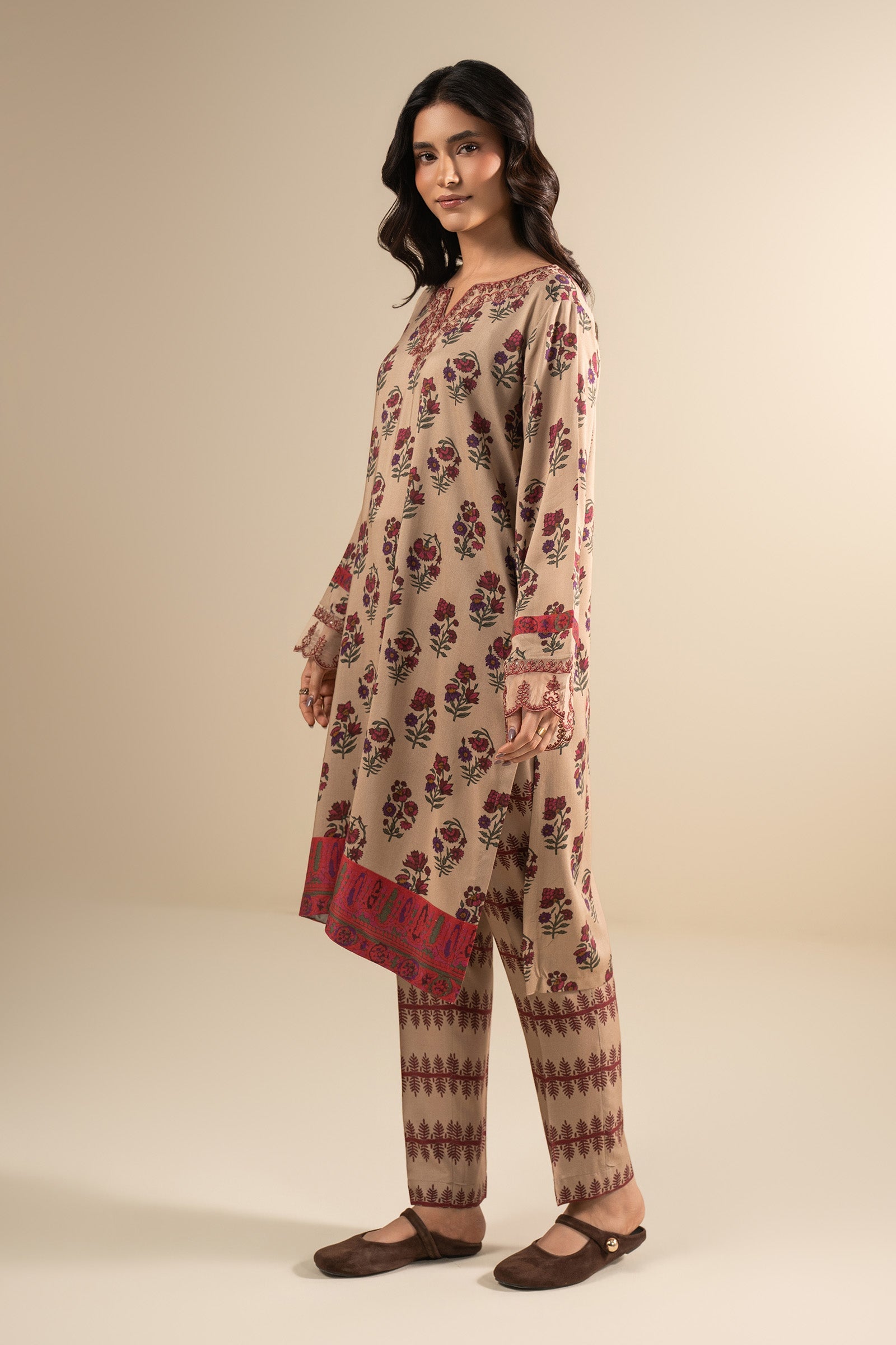 2 Pc Embroidered Linen Suit