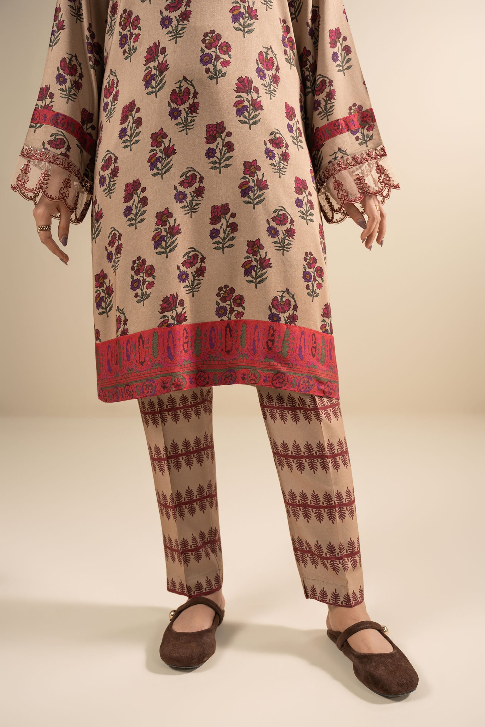 2 Pc Embroidered Linen Suit