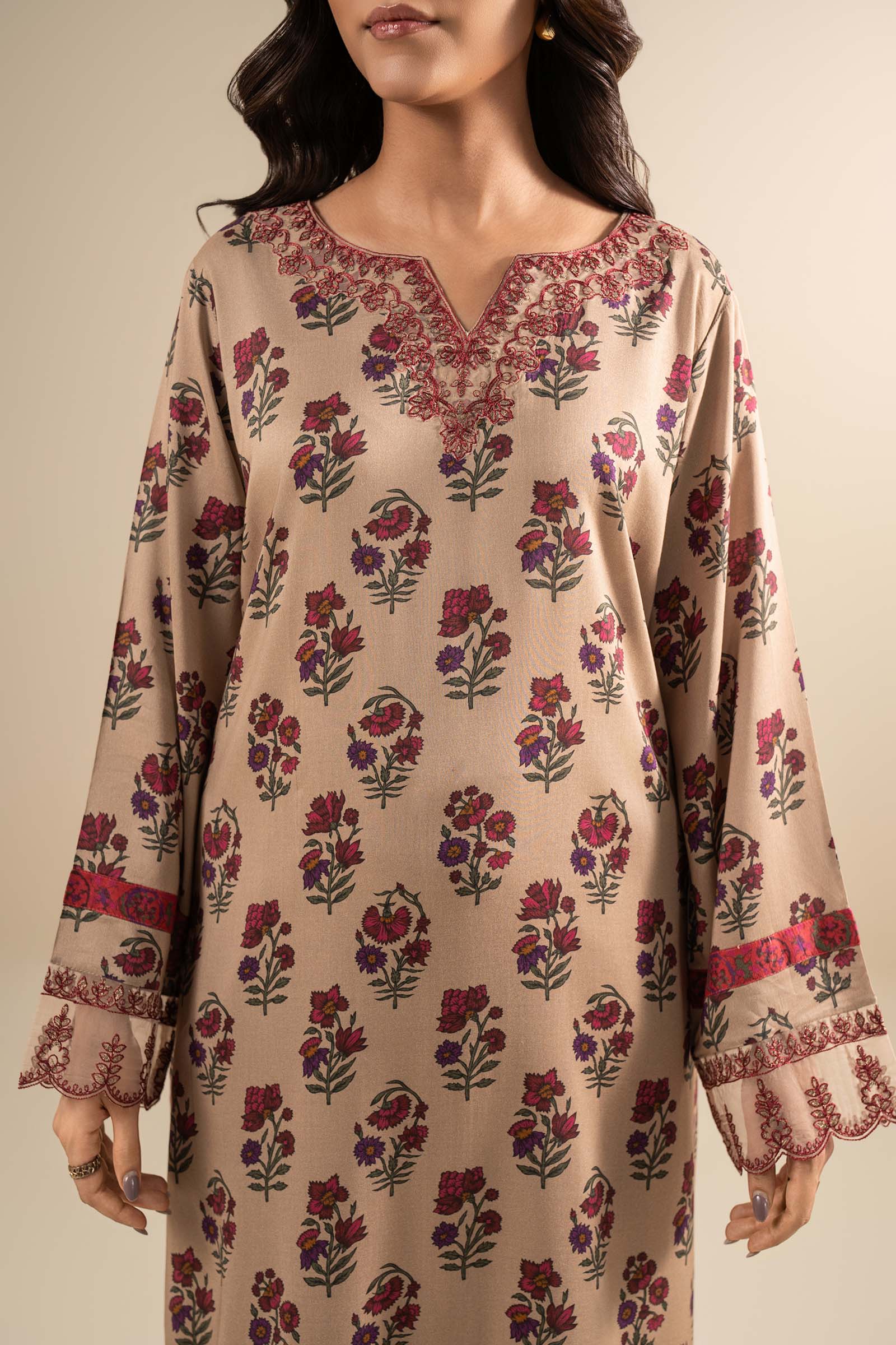 2 Pc Embroidered Linen Suit