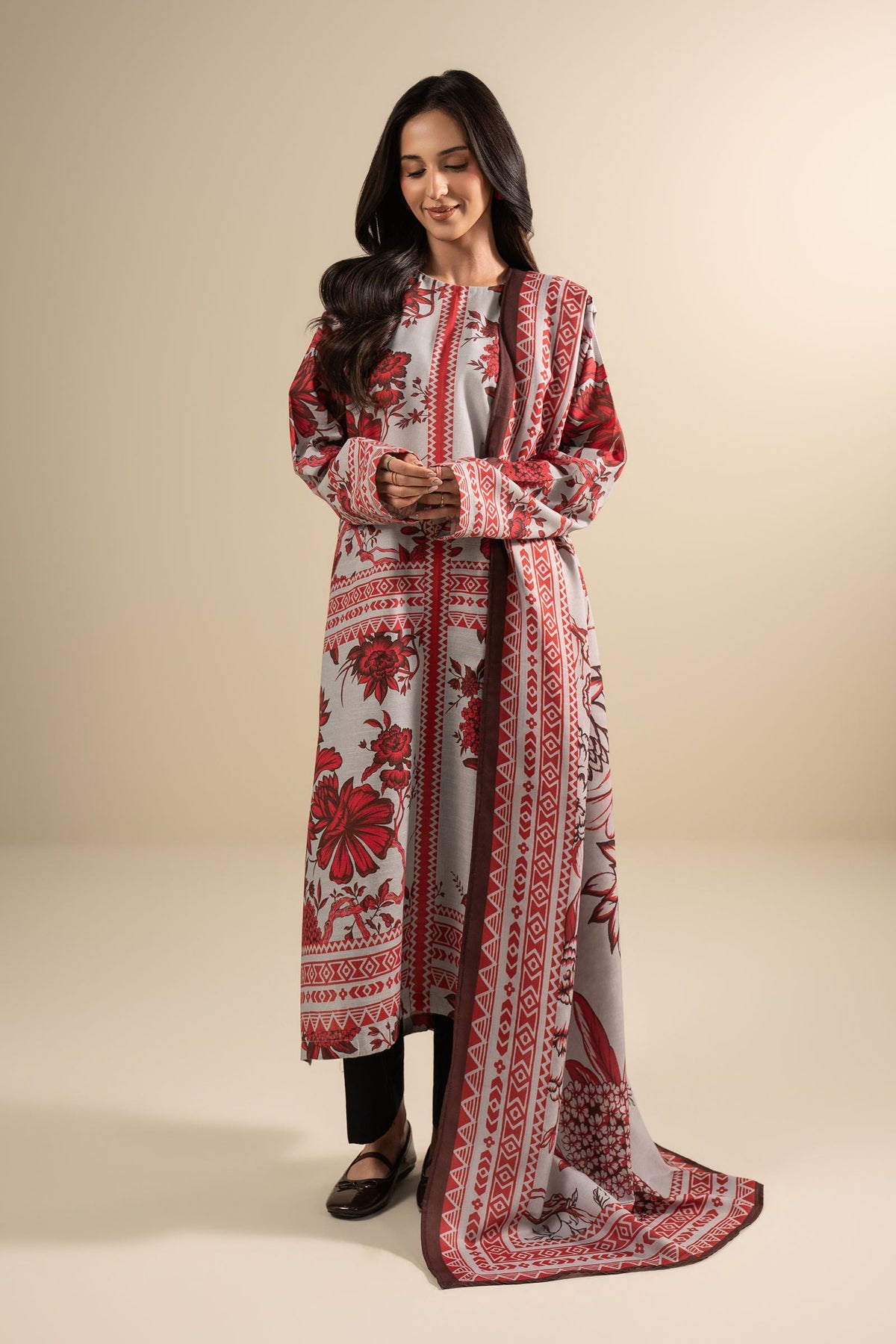 2 Pc Printed Khaddar Suit