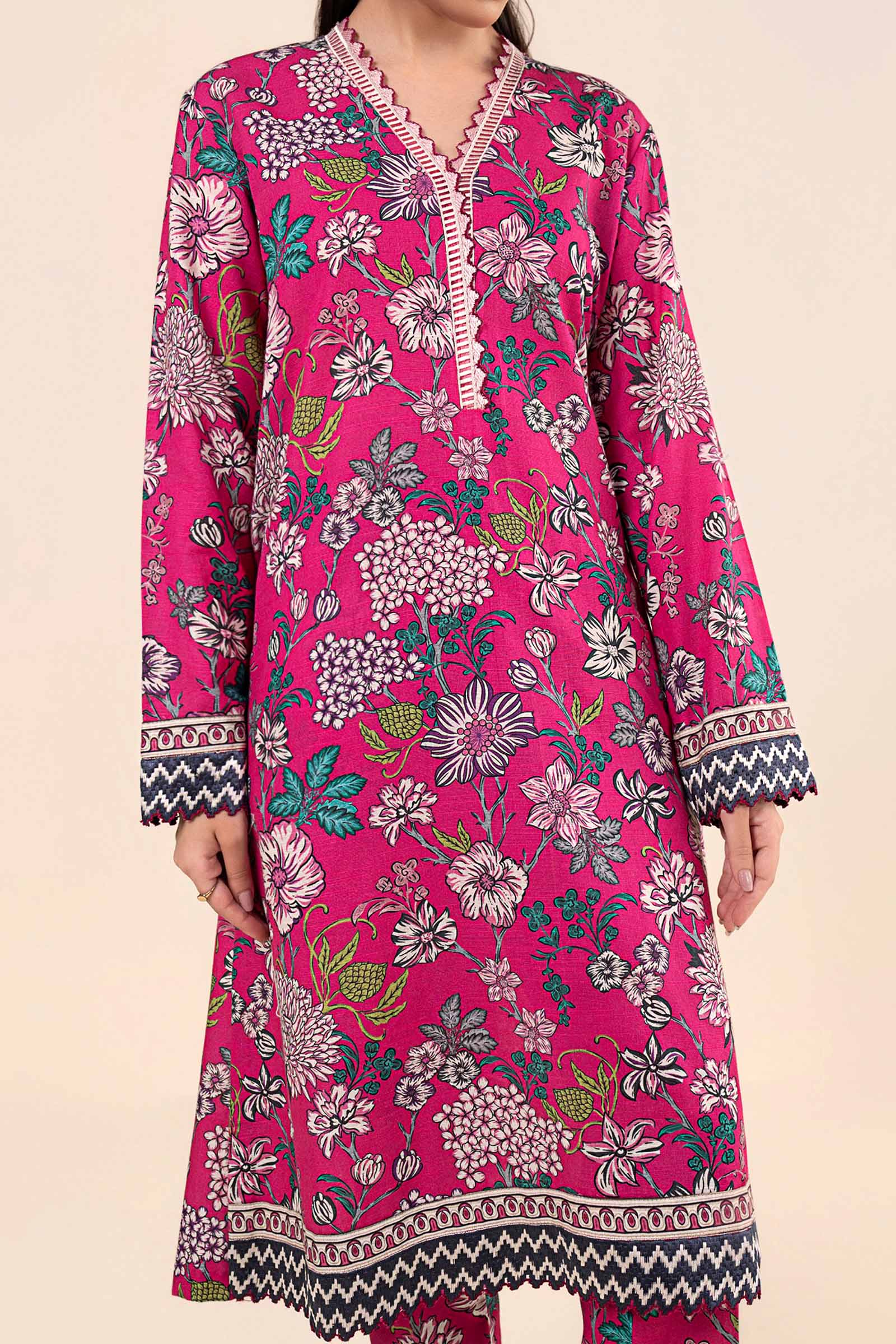 2 Pc Embroidered Slub Khaddar Suit