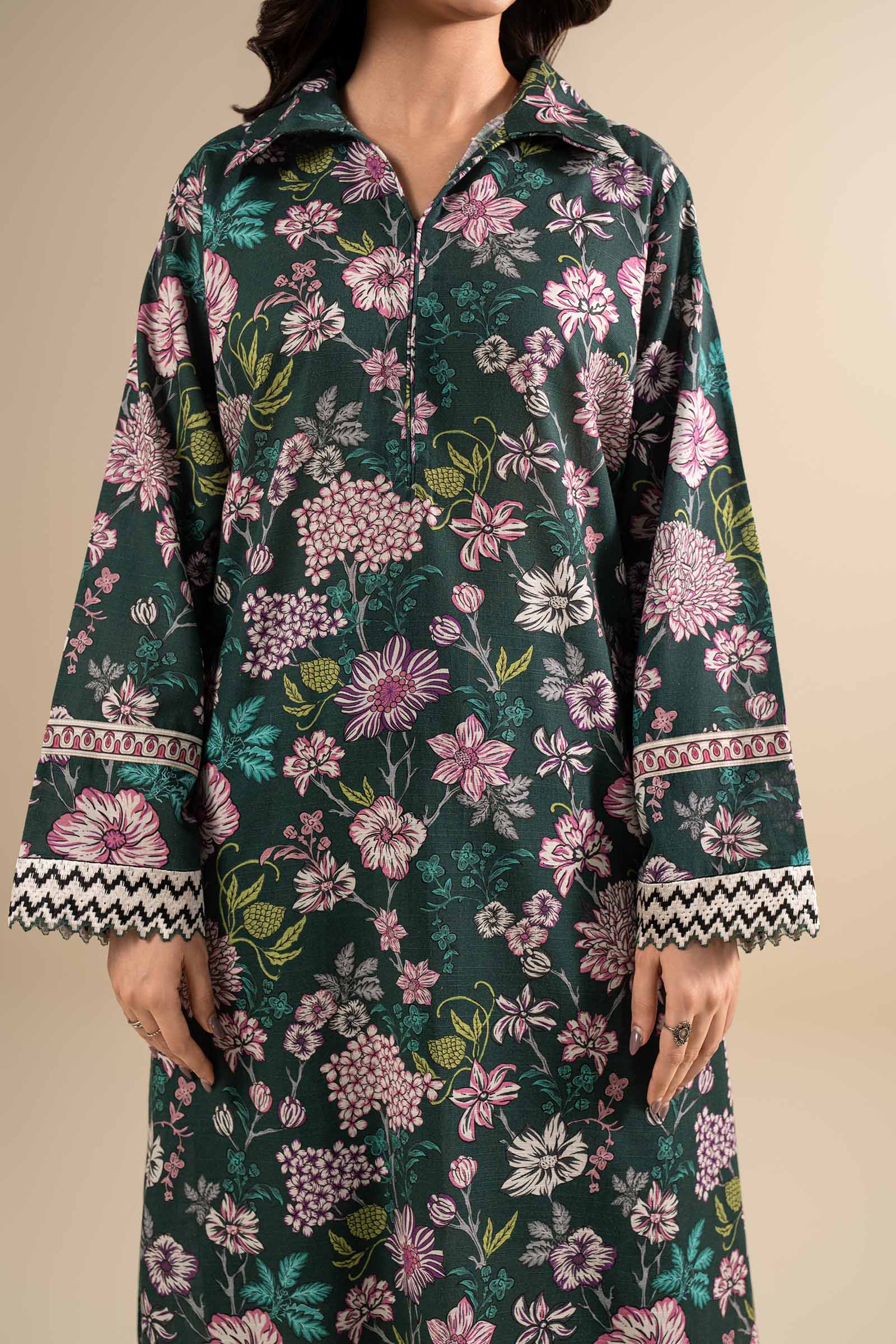 2 Pc Embroidered Slub Khaddar Suit