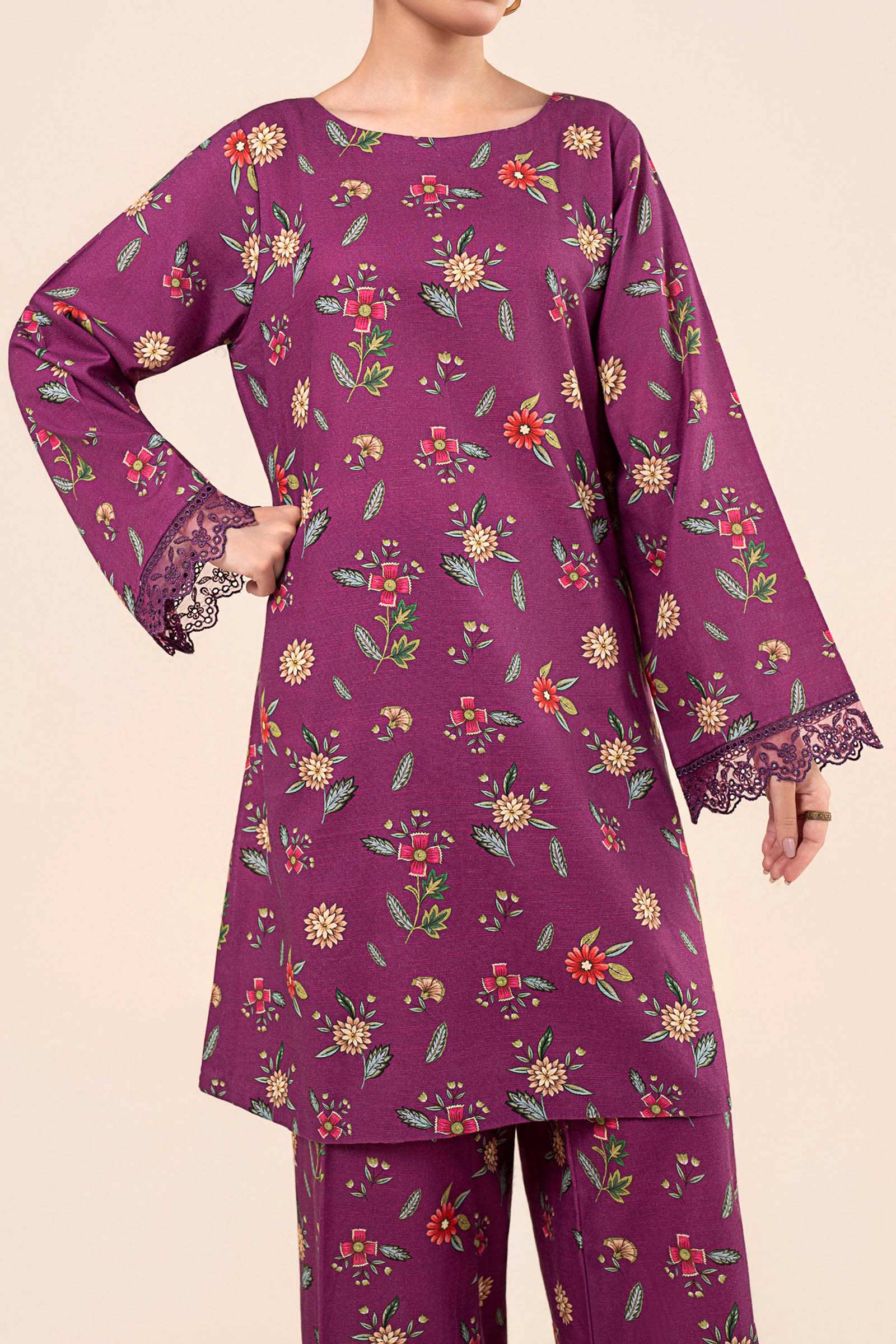3 Pc Embroidered Slub Khaddar Suit
