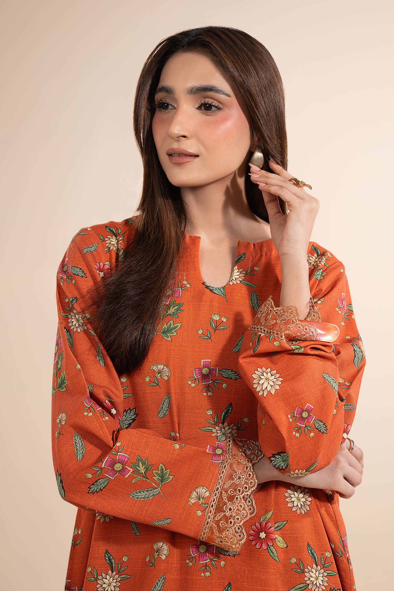 2 Pc Printed Slub Khaddar Suit