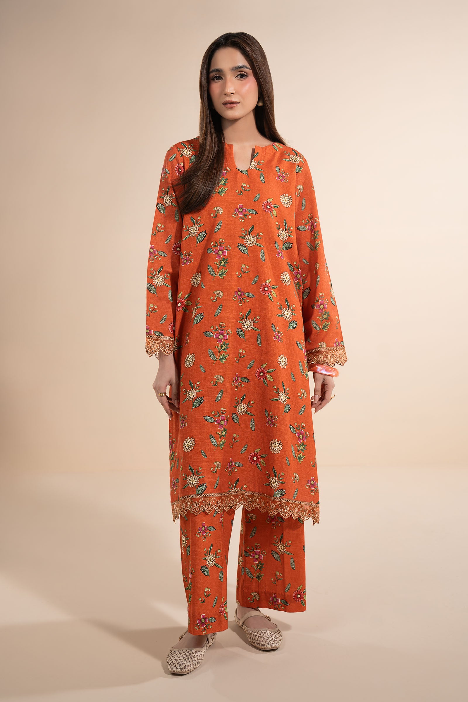 2 Pc Printed Slub Khaddar Suit