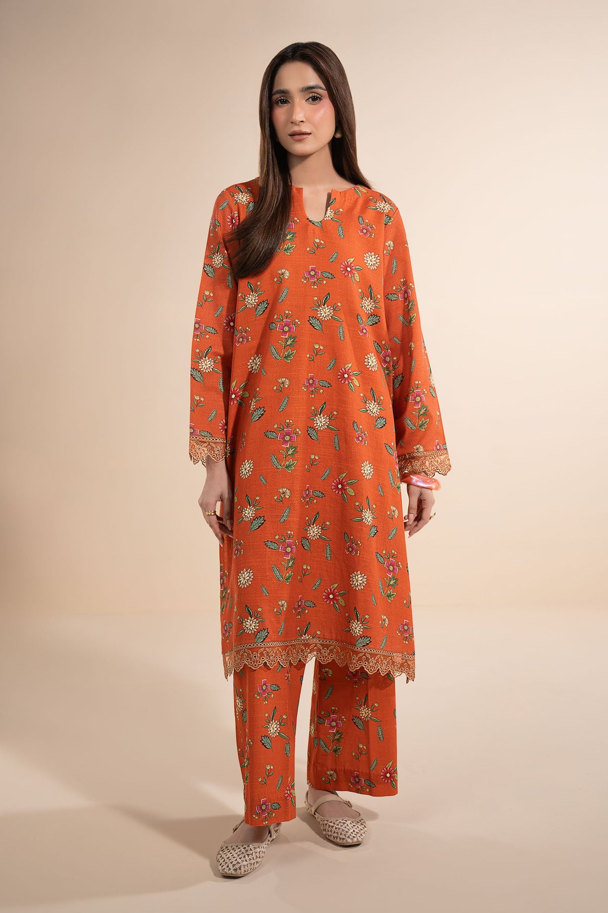 2 Pc Printed Slub Khaddar Suit