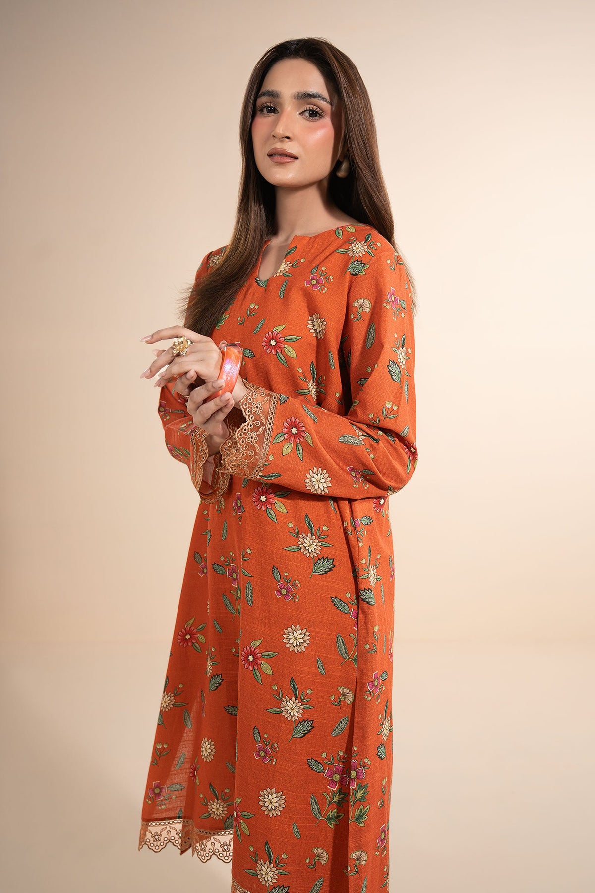 2 Pc Printed Slub Khaddar Suit