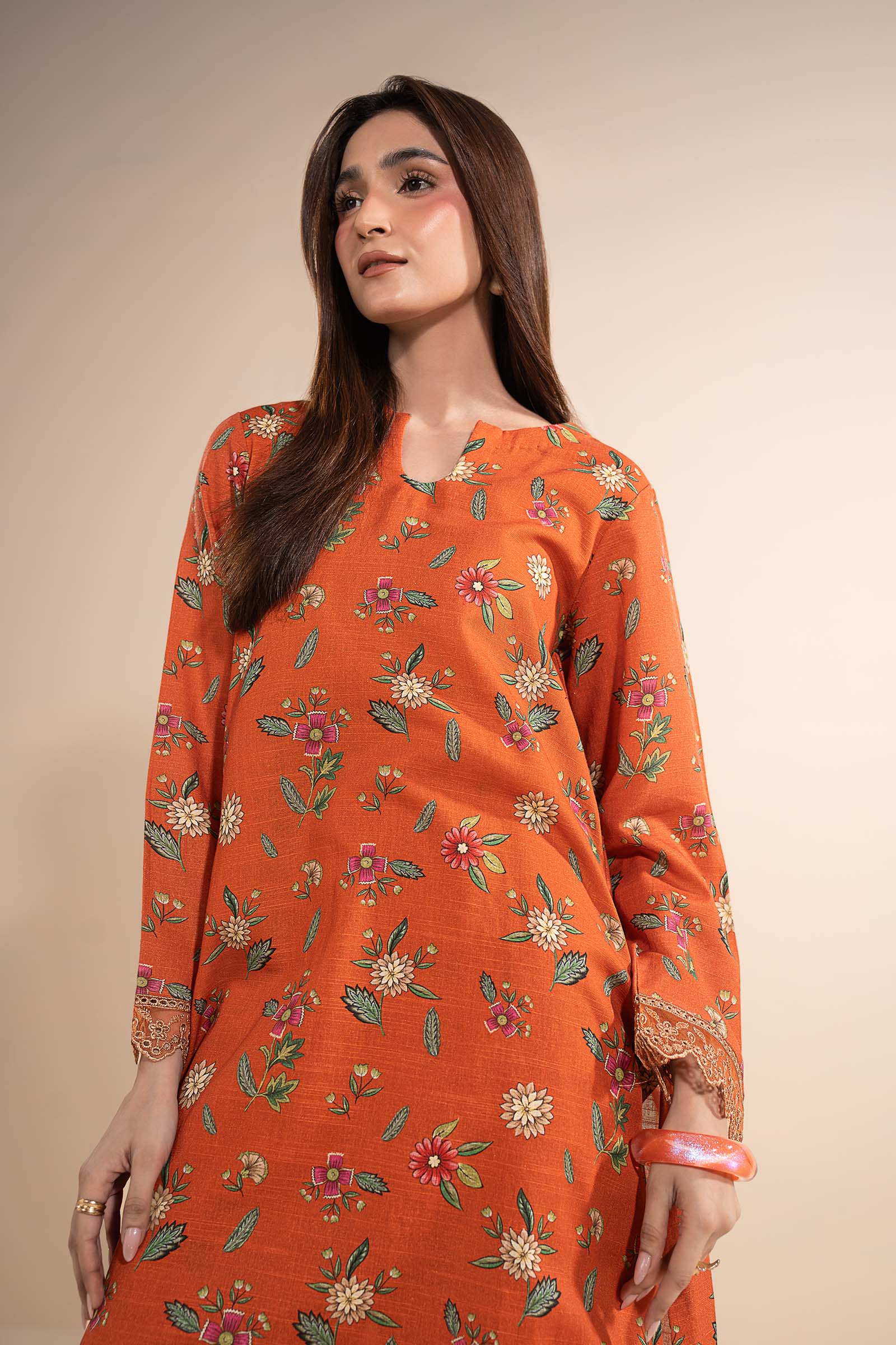 2 Pc Printed Slub Khaddar Suit