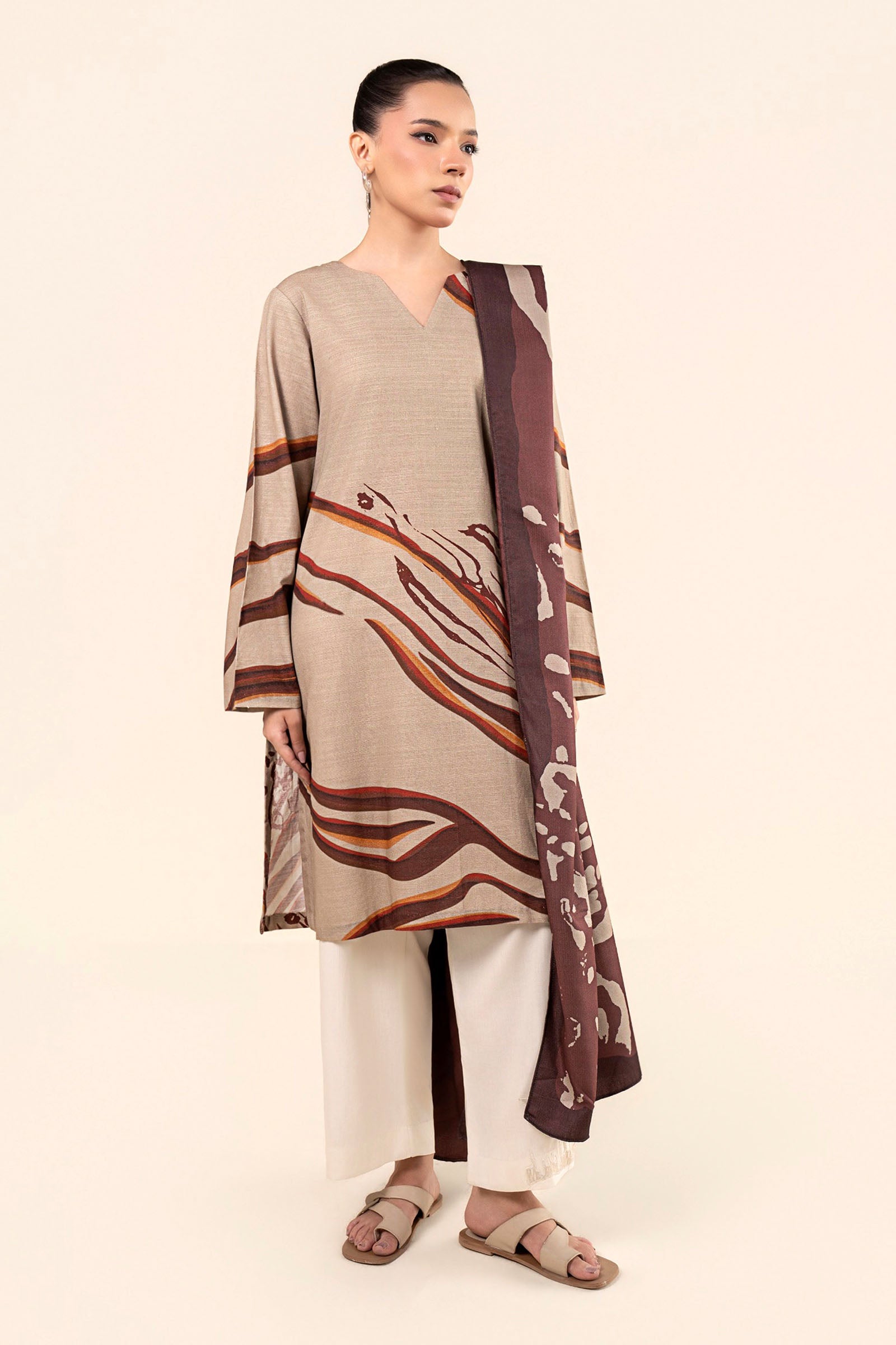 2 Pc Printed Slub Khaddar Suit