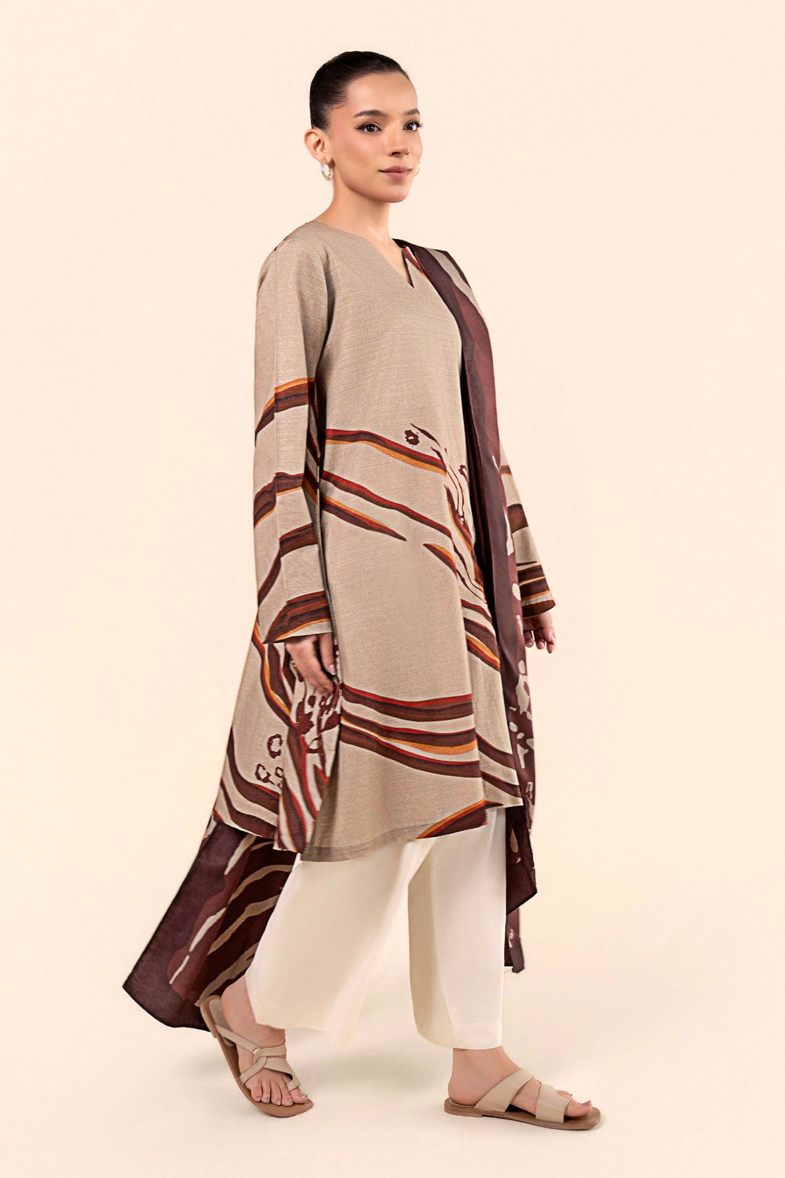 2 Pc Printed Slub Khaddar Suit