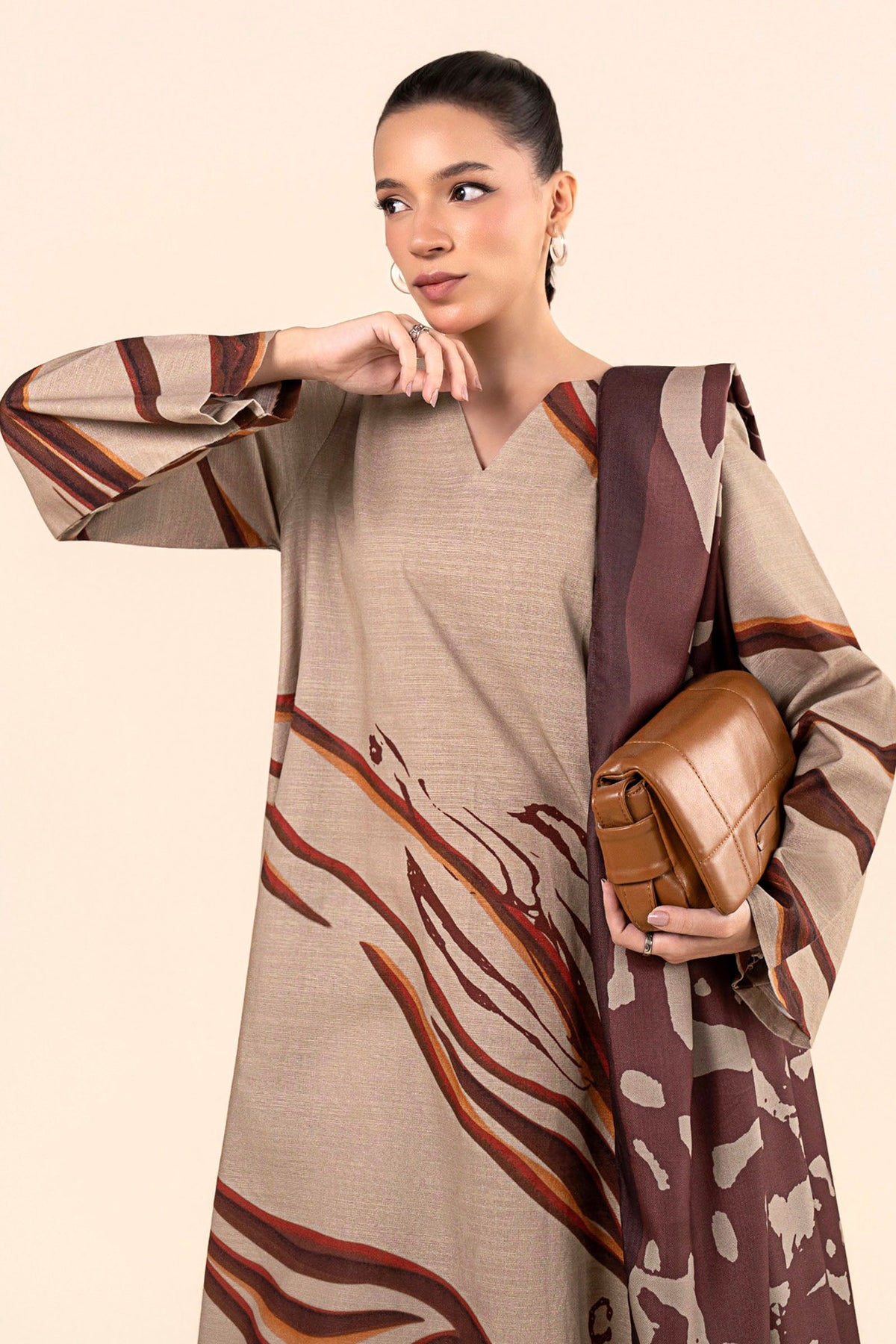 2 Pc Printed Slub Khaddar Suit