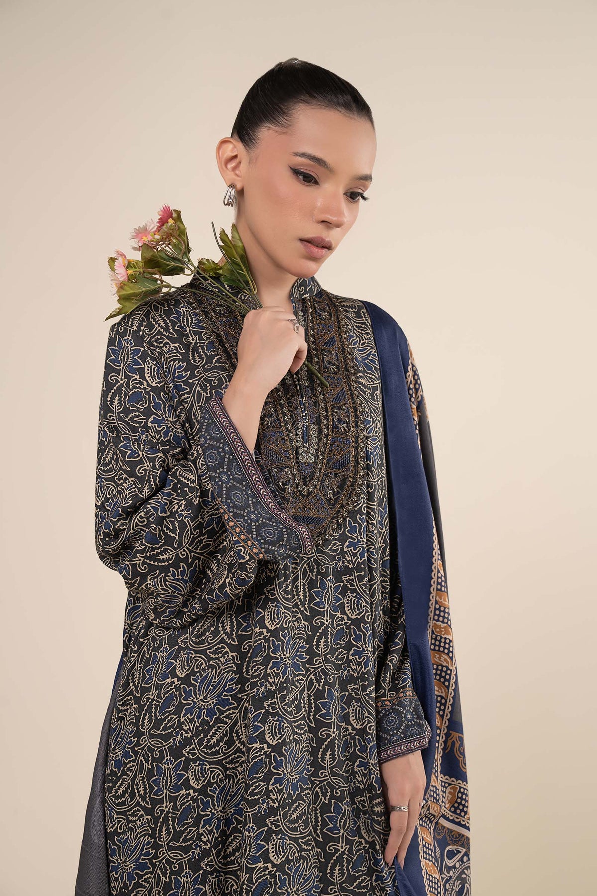 2 Pc Embroidered Marina Twill Suit
