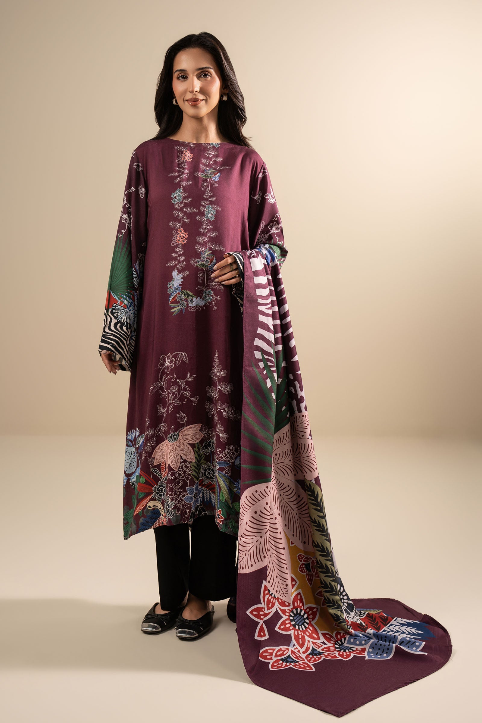 2 Pc Printed Linen Suit