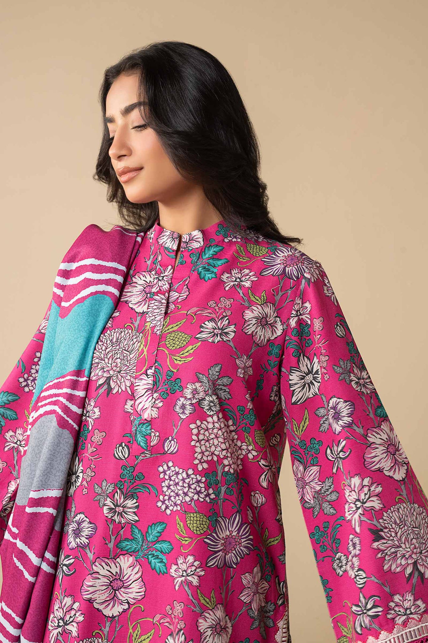 3 Pc Embroidered Khaddar Suit