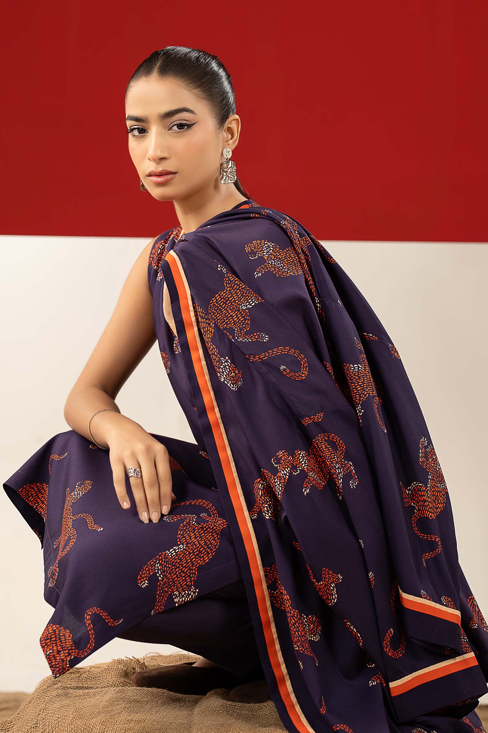 2 Pc Printed Linen Suit