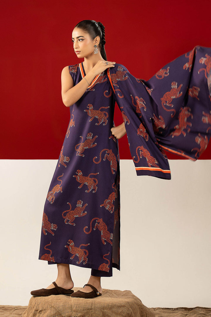 2 Pc Printed Linen Suit All Products MBW101B-ESM-PRP