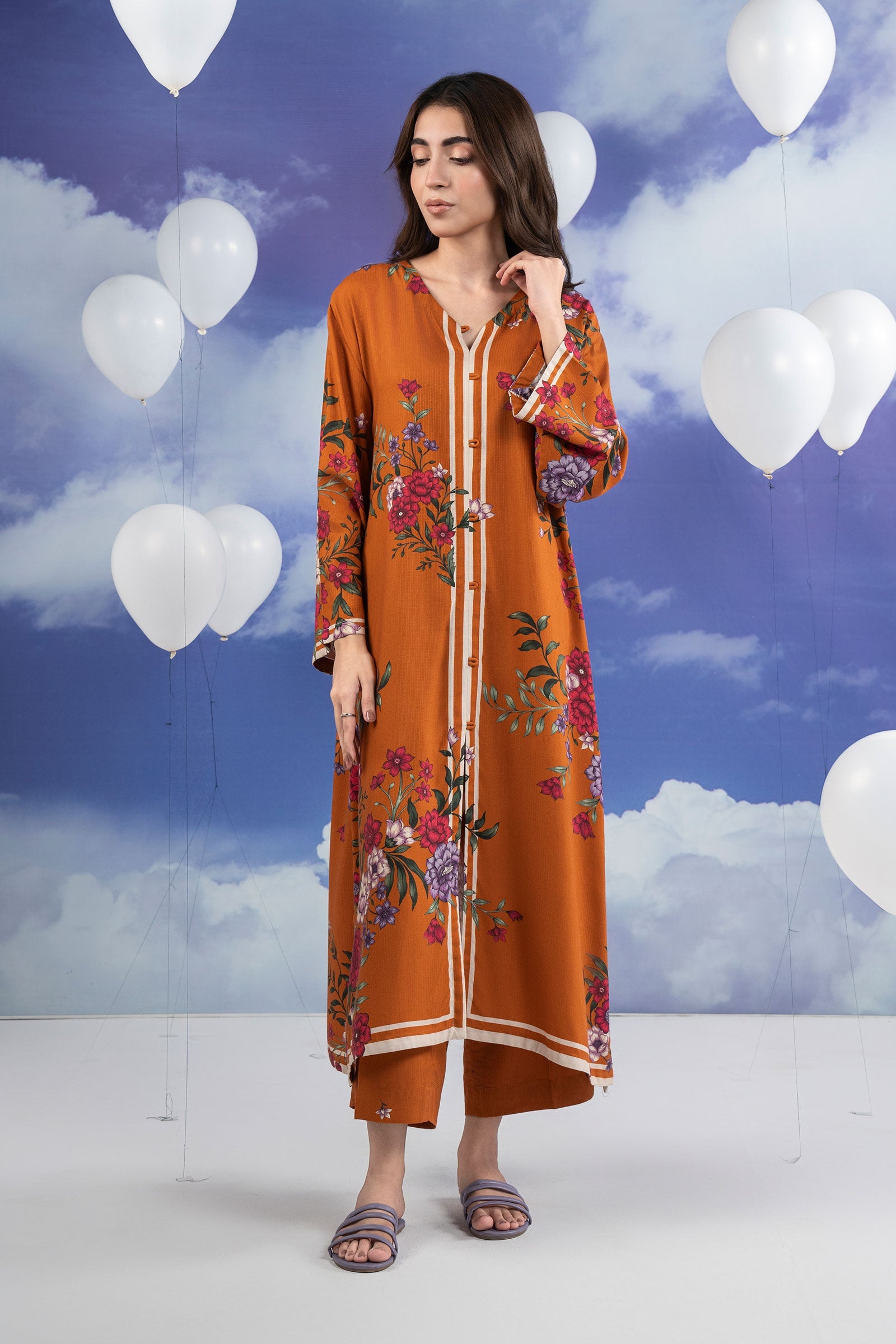 2 Pc Printed Slub Khaddar Suit