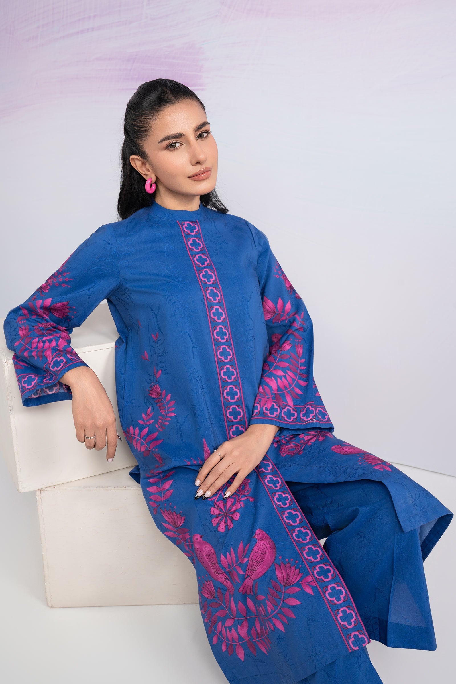 2 Pc Printed Filament Viscose Suit