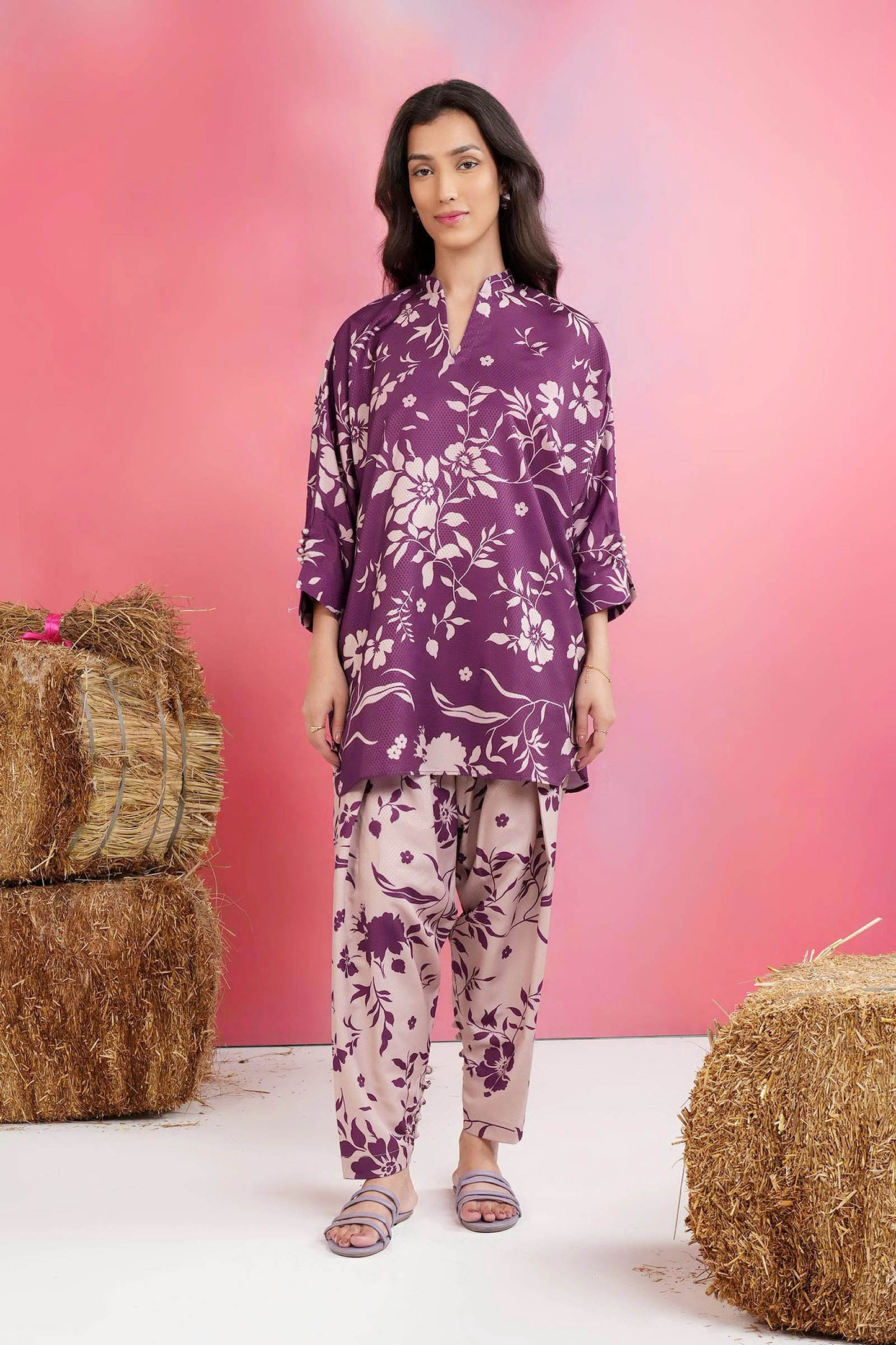 2 Pc Printed Dobby Viscose Suit