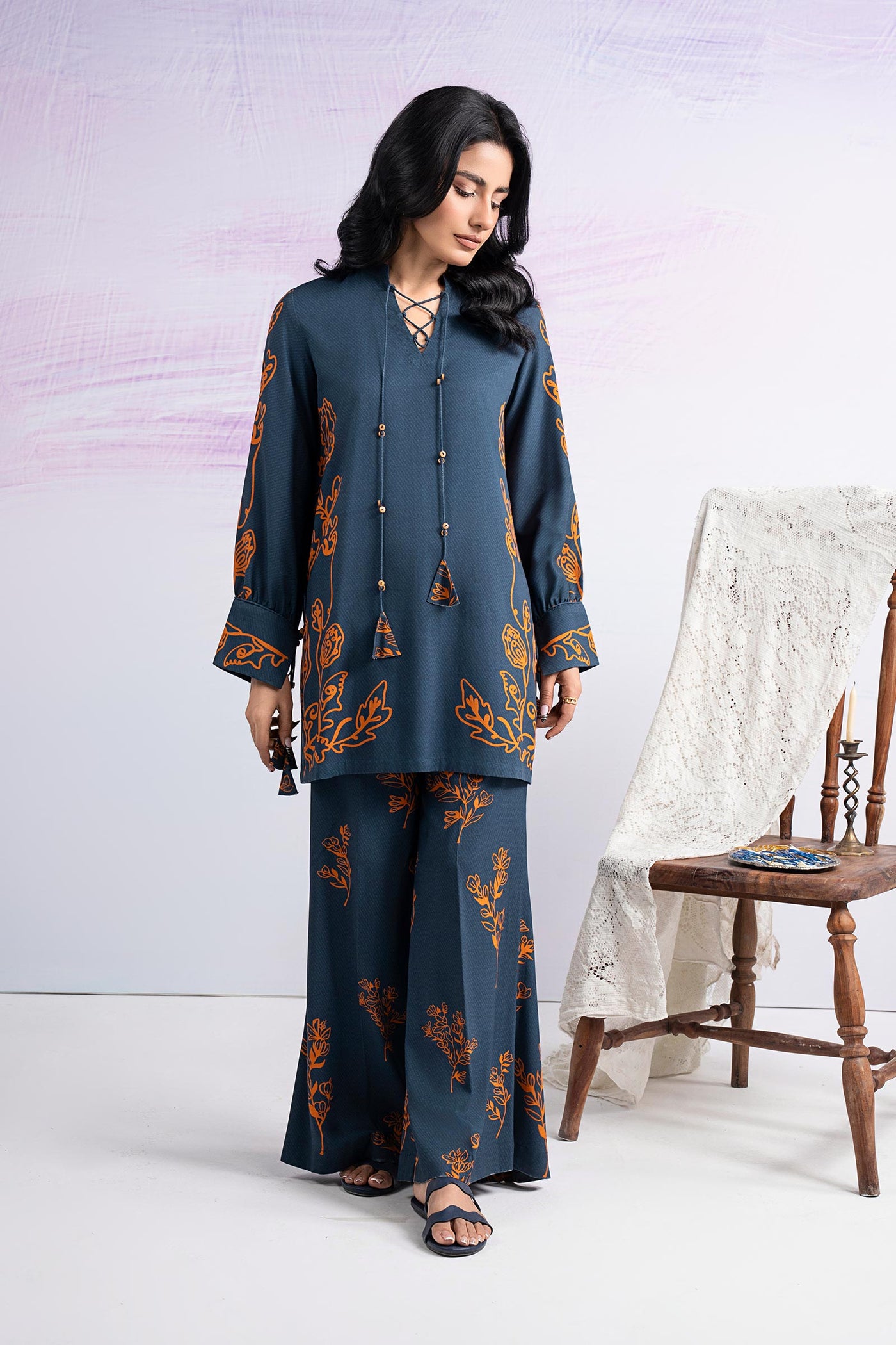 2 Pc Printed Twill Suit