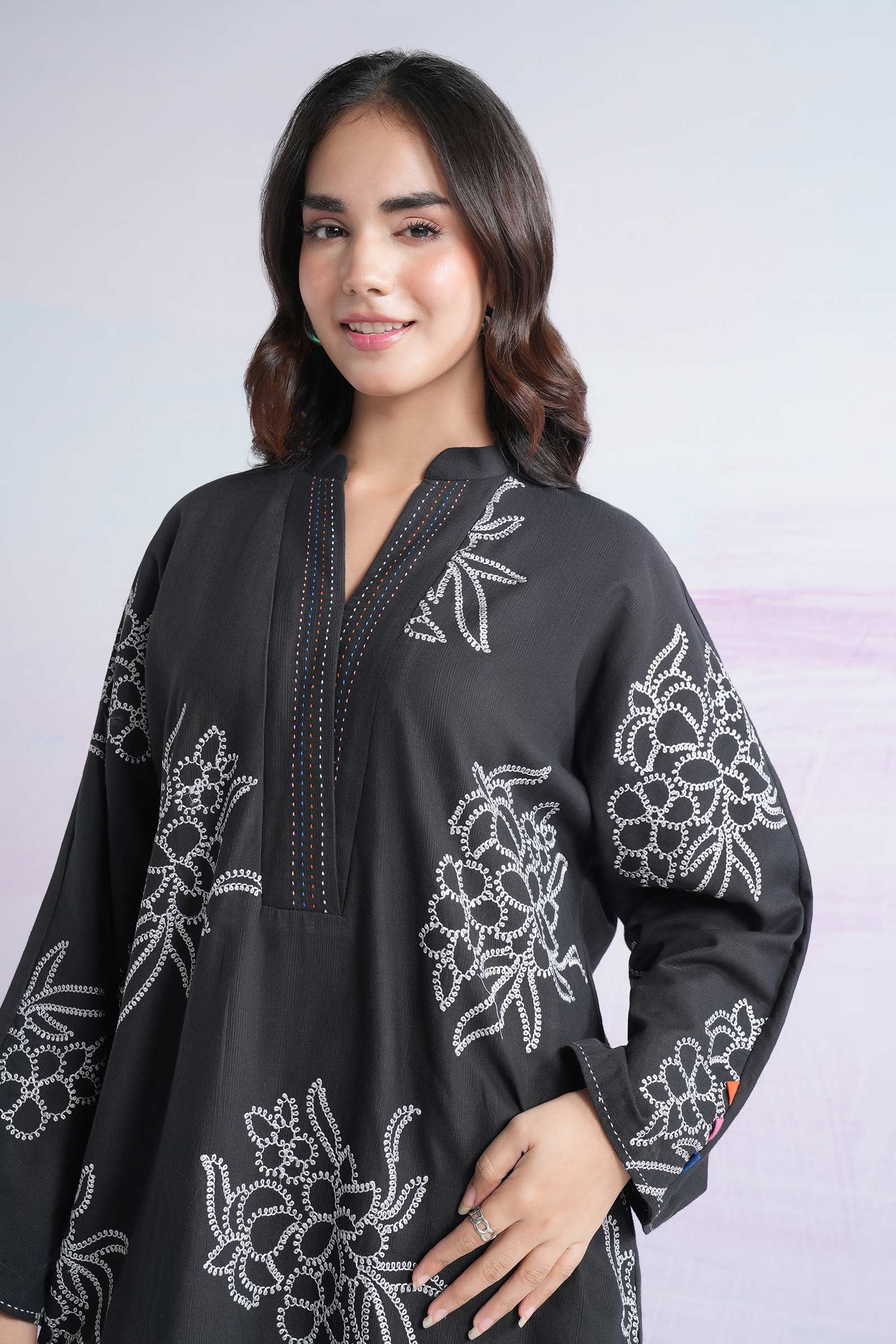 2 Pc Embroidered Slub Khaddar Suit