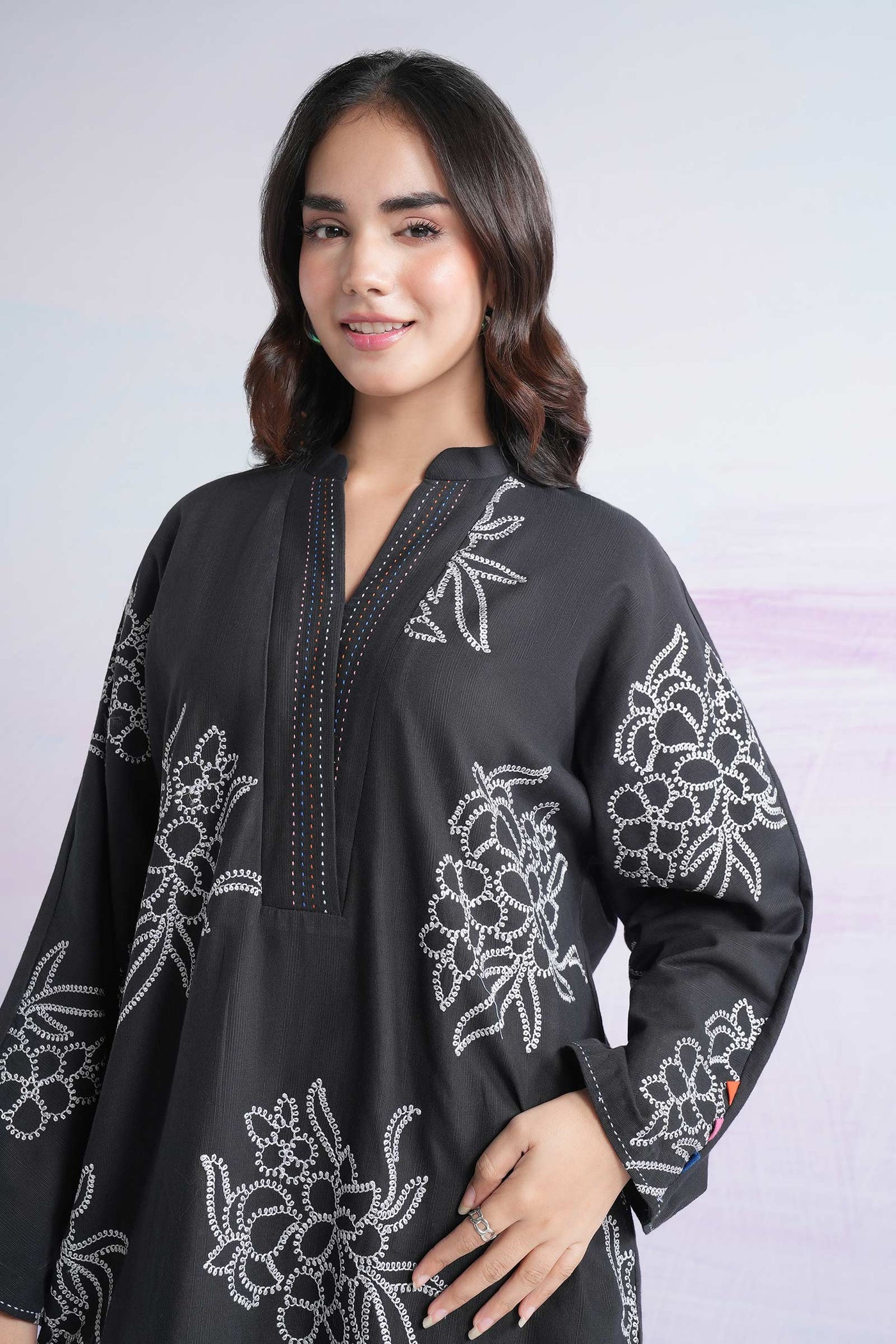 2 Pc Embroidered Slub Khaddar Suit