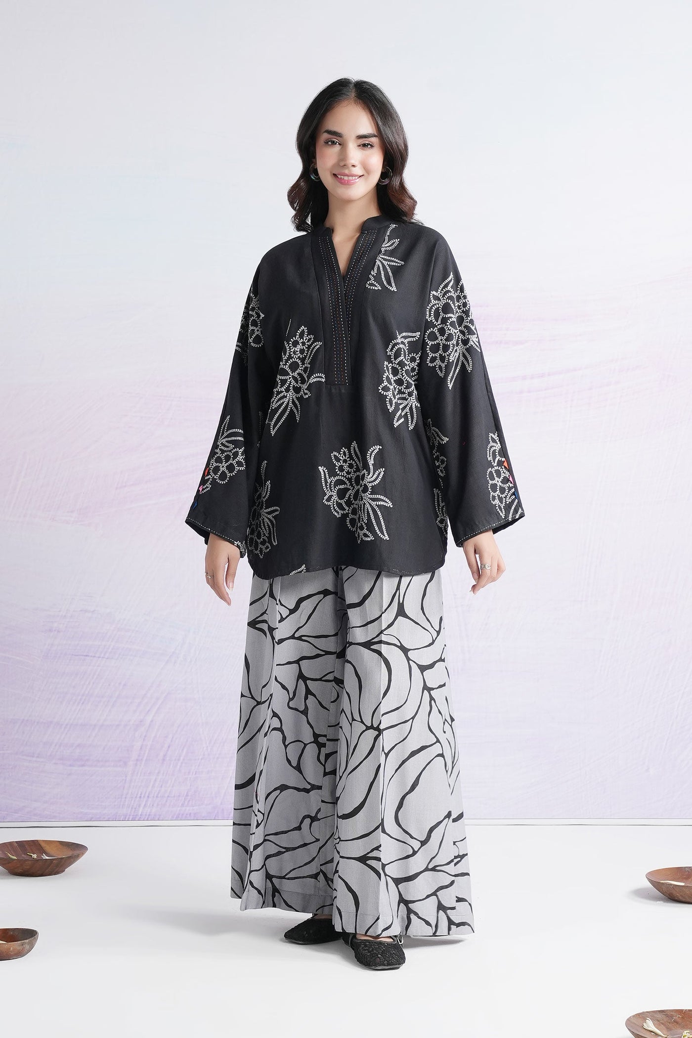 2 Pc Embroidered Slub Khaddar Suit