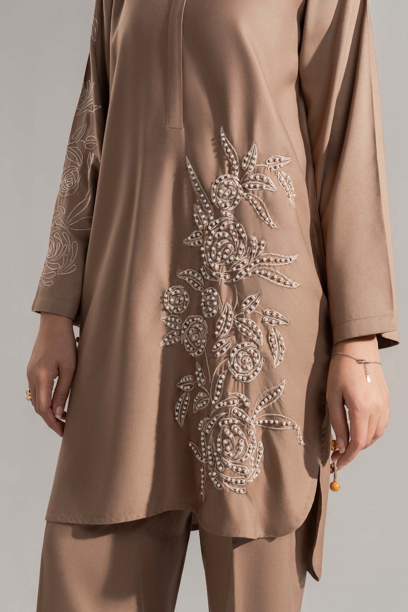 2 Pc Embroidered Twill Suit