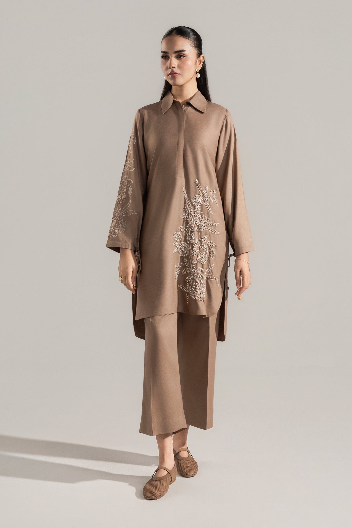 2 Pc Embroidered Twill Suit